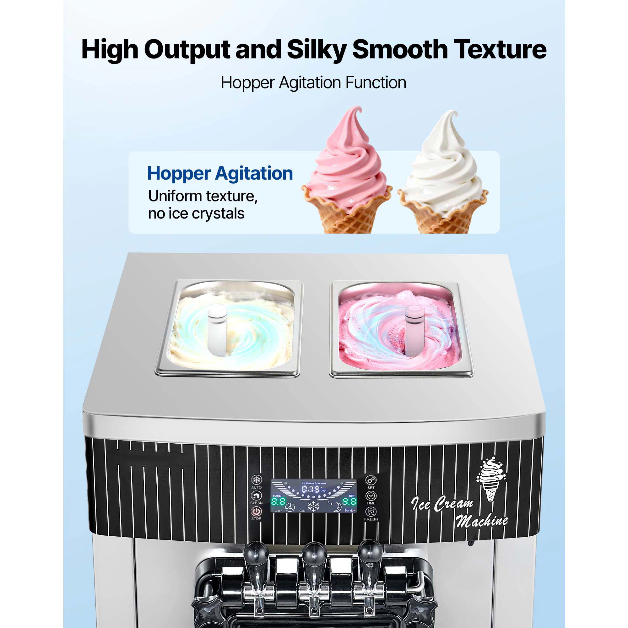 HONGGE Commercial Ice Cream Machine 20-28L/H Yield, 2200W
