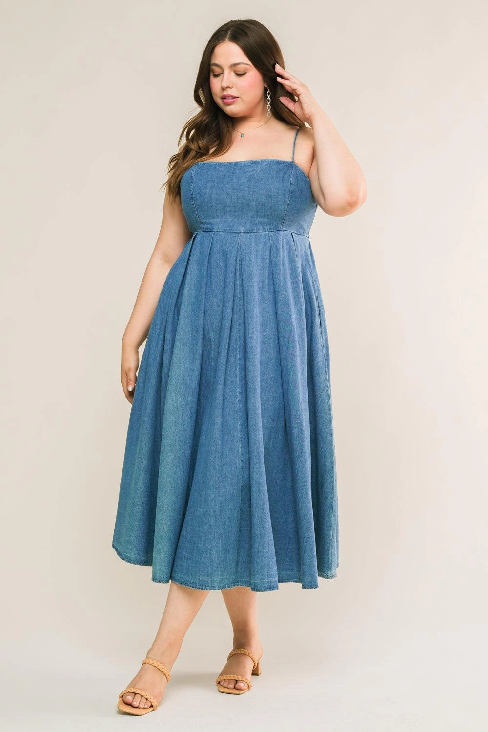 TRUEDAMES Women Captivating Heart Denim Midi Dress
