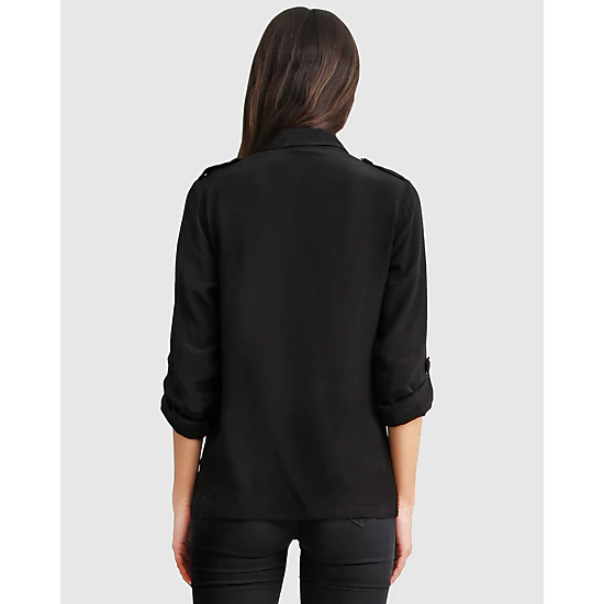 Belle & Bloom Womens Eclipse Rolled Sleeve Blouse