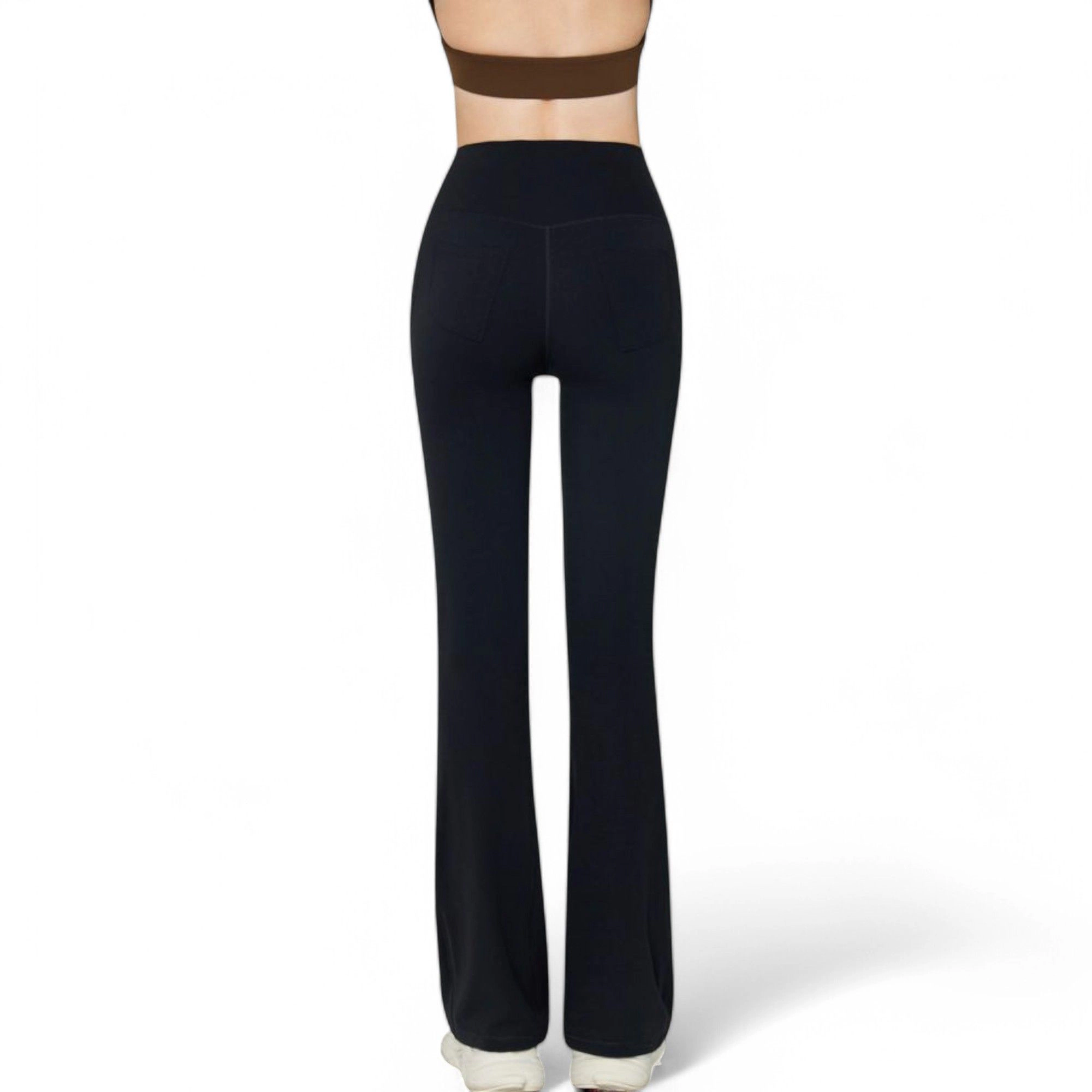 Anna-Kaci Active Women's High-Waist Flared Leggings with Stretch Fabric and Contoured Fit