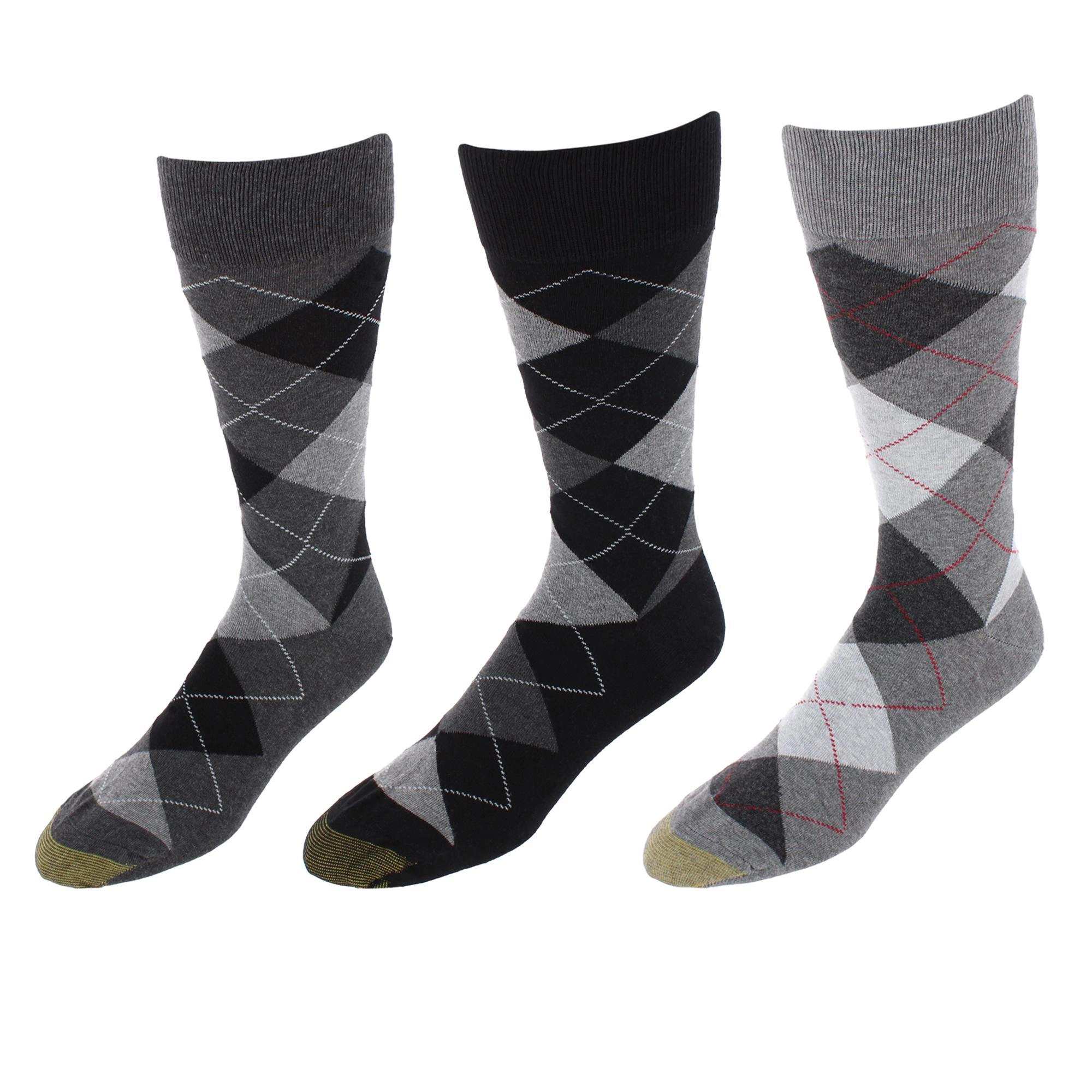 Gold Toe Men's Carlyle Argyle Crew Dress Socks (Pack of 3)