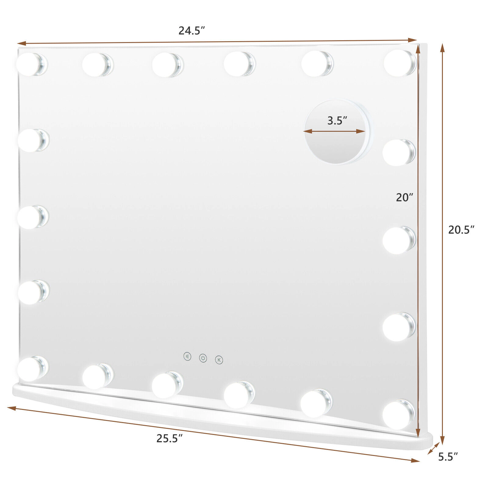 Slickblue 25.5 Inch LED Vanity Makeup Mirror with 18 LED Bulbs, 3 Light Modes and 3X Magnifying Mirror