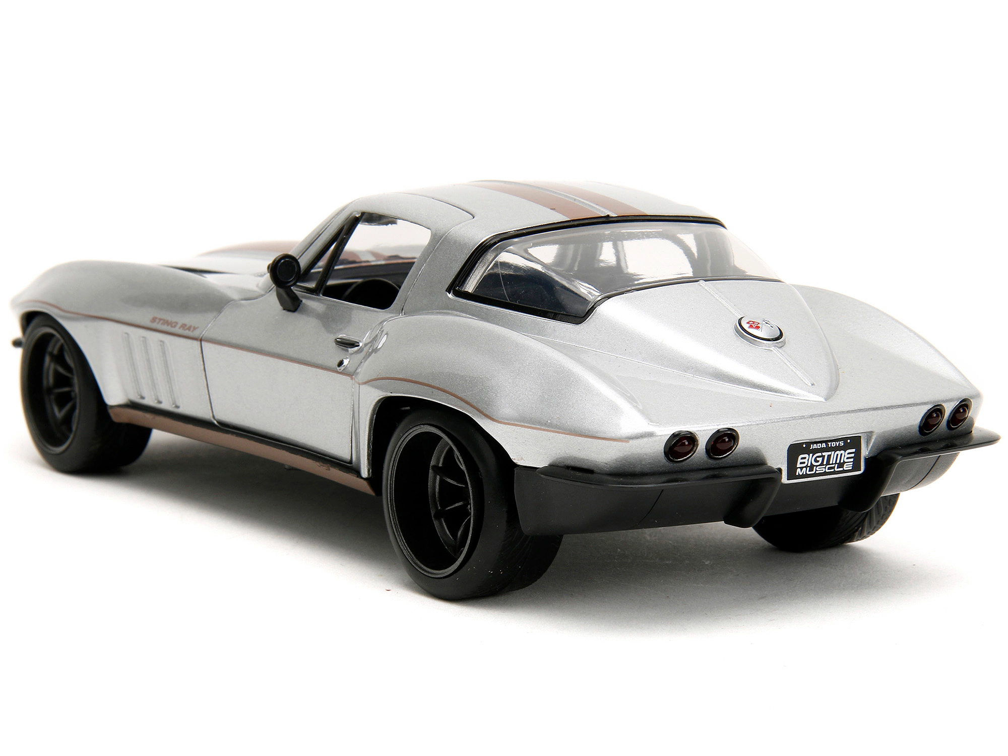 Jada 1966 Chevrolet Corvette Silver Metallic with Bronze Stripes "Bigtime Muscle" Series 1/24 Diecast Model Car by Jada