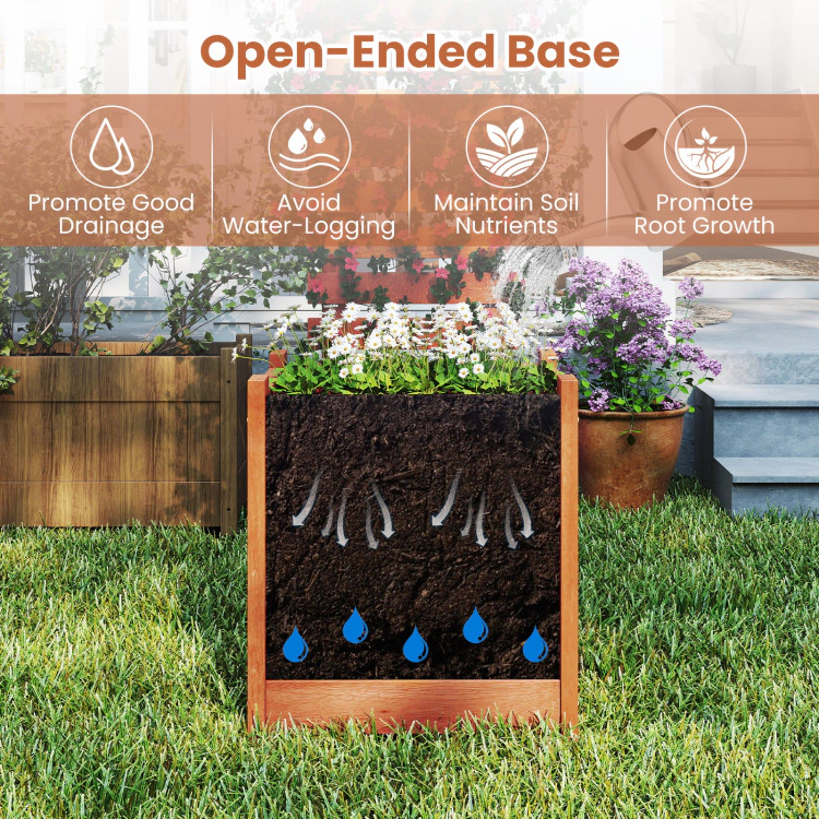 Hivvago Outdoor Wooden Raised Garden Bed With Trellis