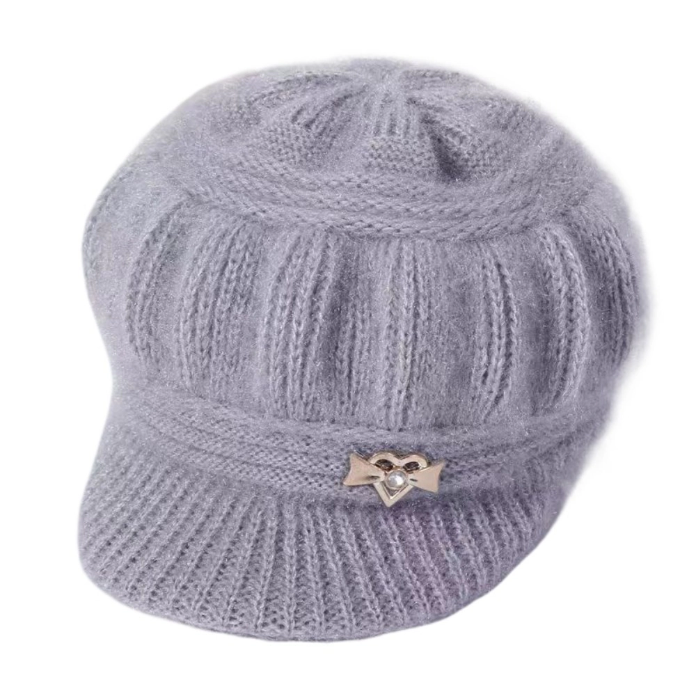 Wardrobe Whimsy Women Double Layer Coral Fleece Warm Winter Knit Beanie Hat
