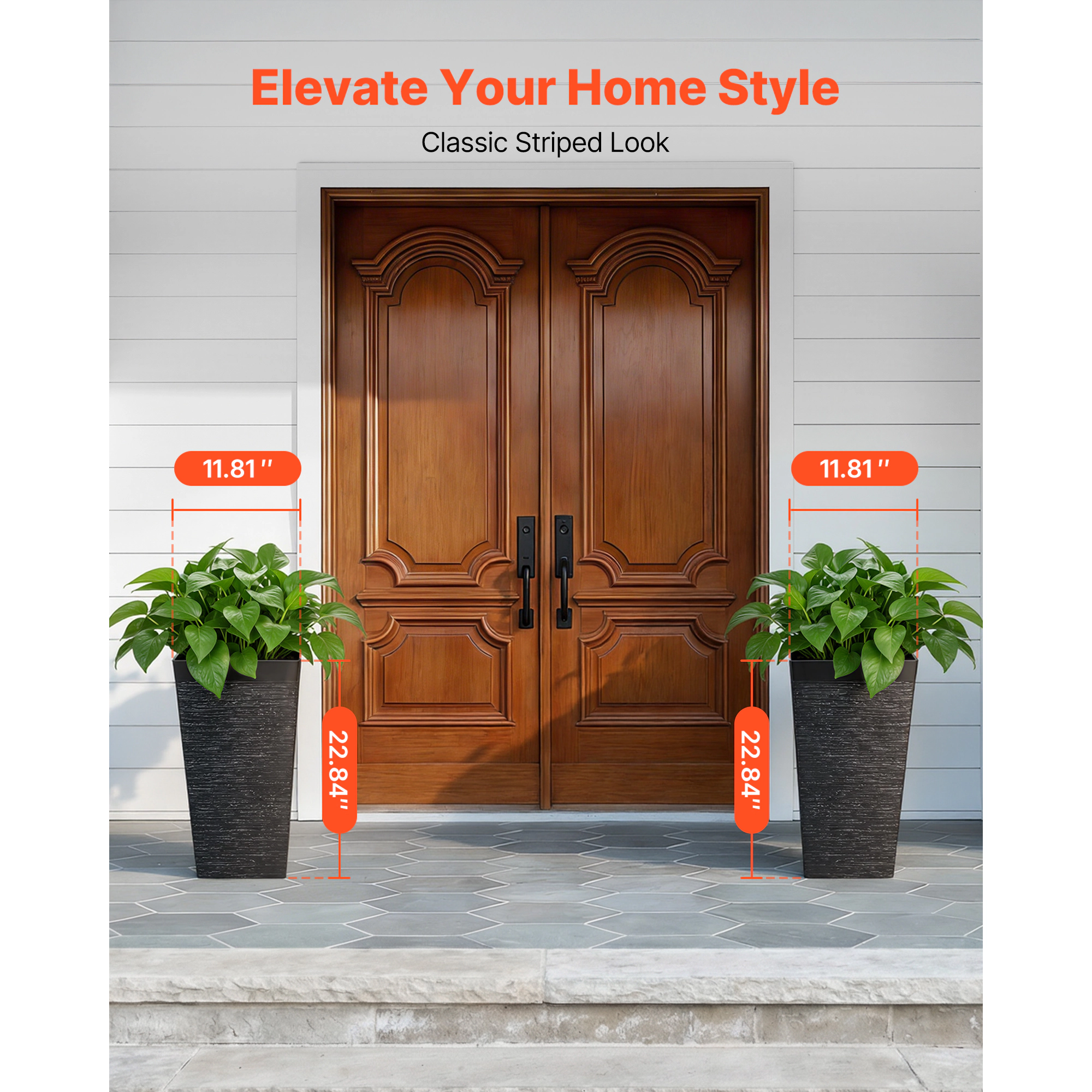 HONGGE Tall Planters Set of 2 Large Outdoor for Indoor Plants Front Porch Modern Flower Pots with