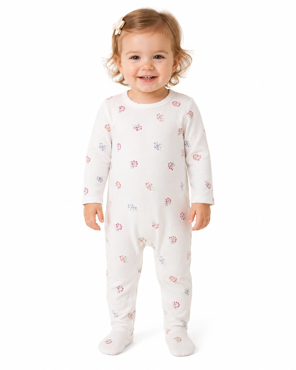 MeMoi Baby and Toddler Girls "Little Arrangements" Floral Print Cotton Rich Footie