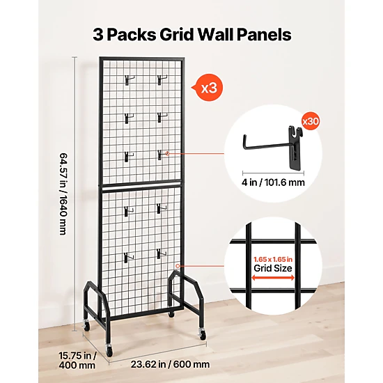 HONGGE Grid Wall Panels, Wire Gridwall Display Rack for Art Craft Shows
