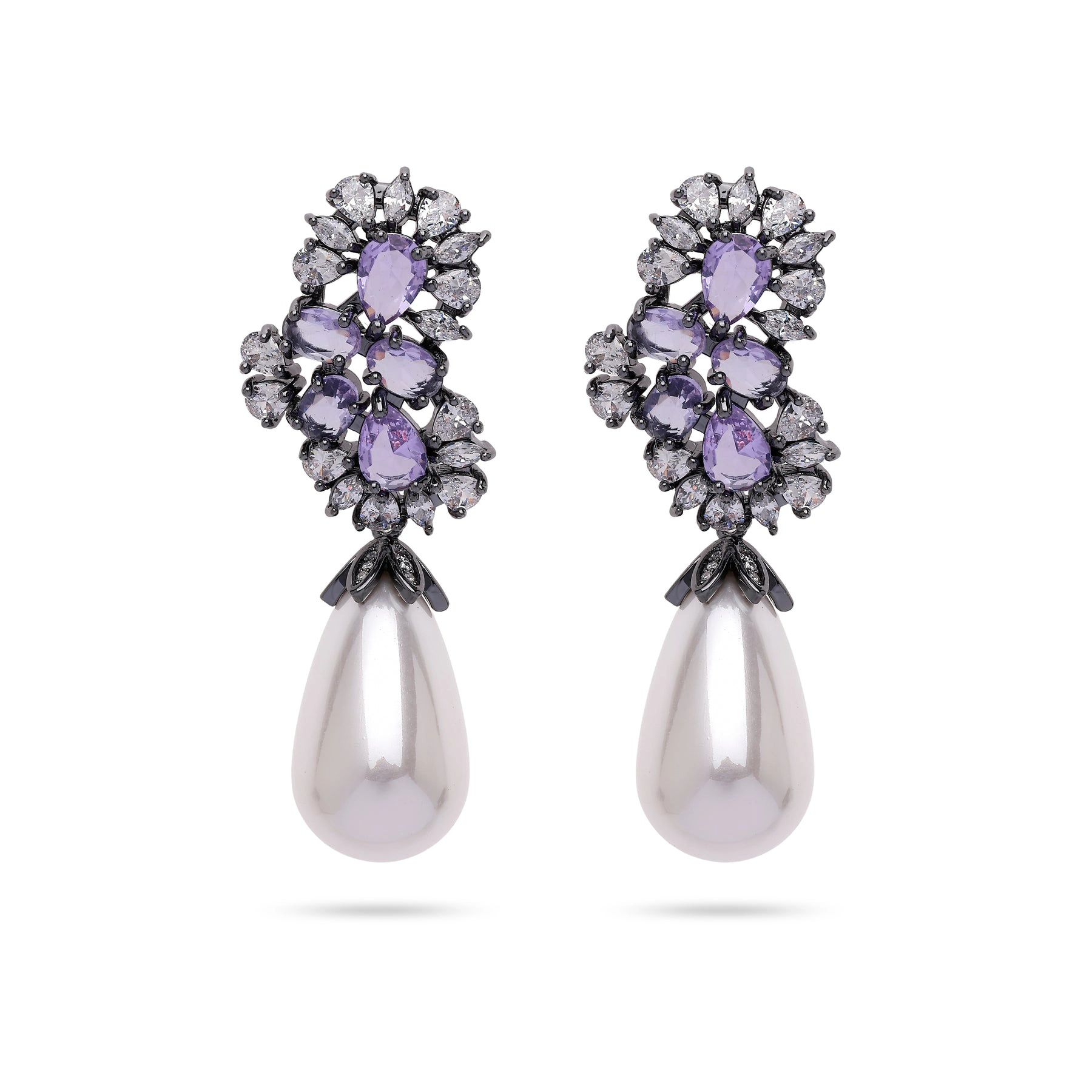AGP PARIS Womens Elegant Purple Pearl Drop Earrings