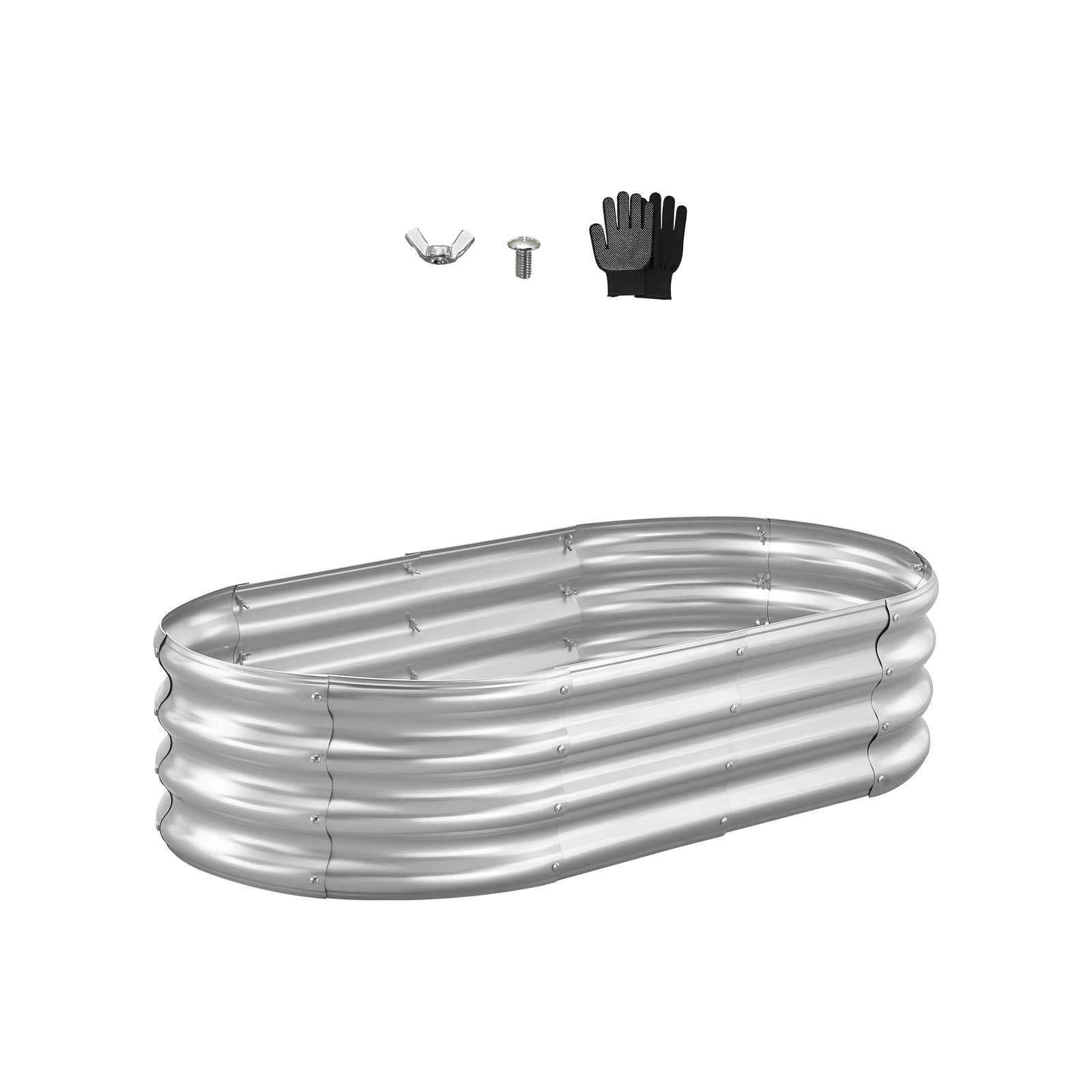 HONGGE Galvanized Raised Garden Bed Oval Metal Planter Box for Flowers Vegetables