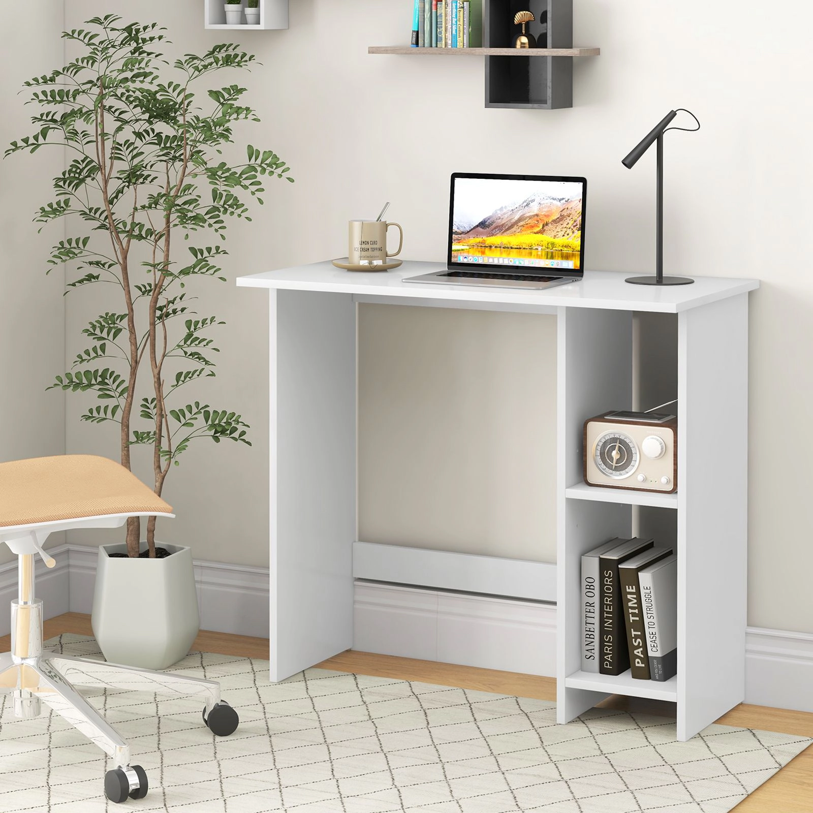 SlickBlue Compact Computer Desk with Adjustable Shelf
