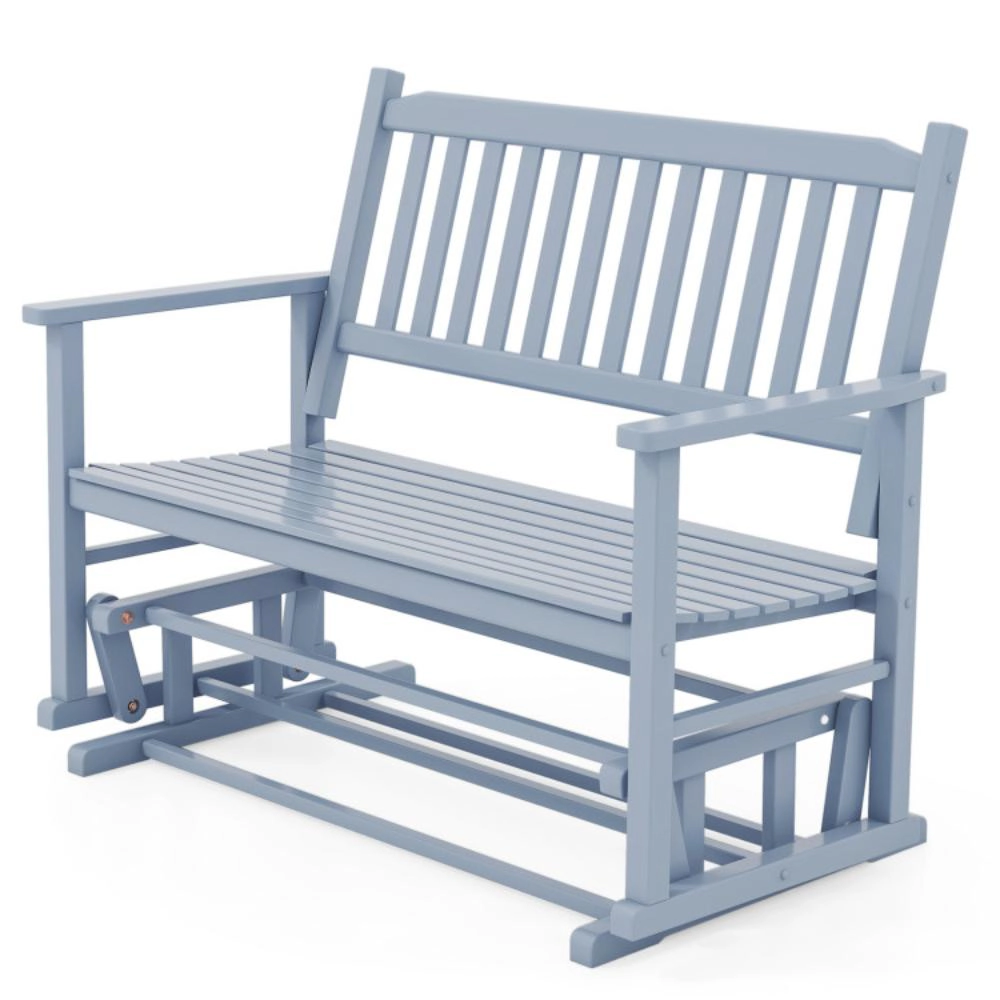 Hivvago 2 Seats Outdoor Glider Bench With Armrests And Slatted Seat