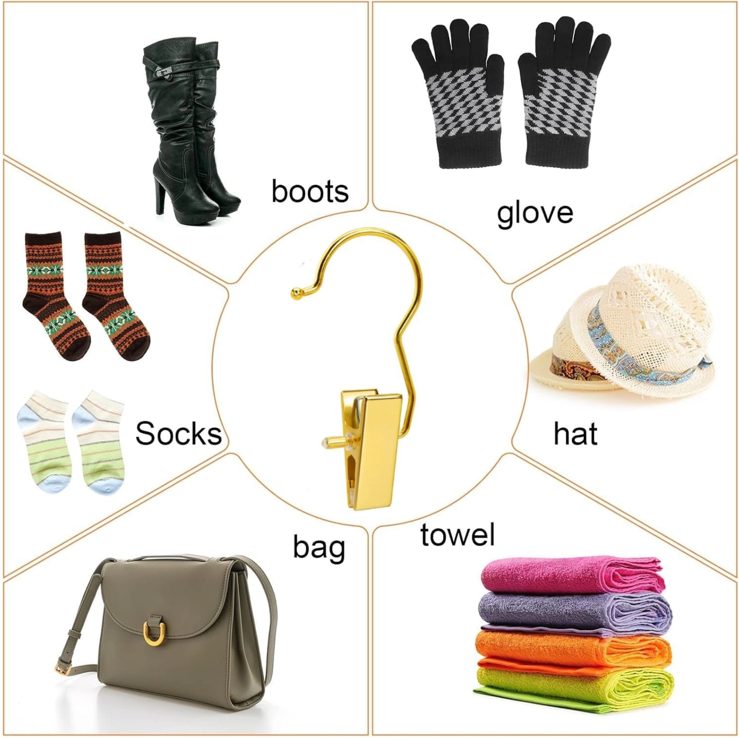 Stock Preferred Pack of 24 Gold Boot Clips with Hooks Closet Organization Hangers