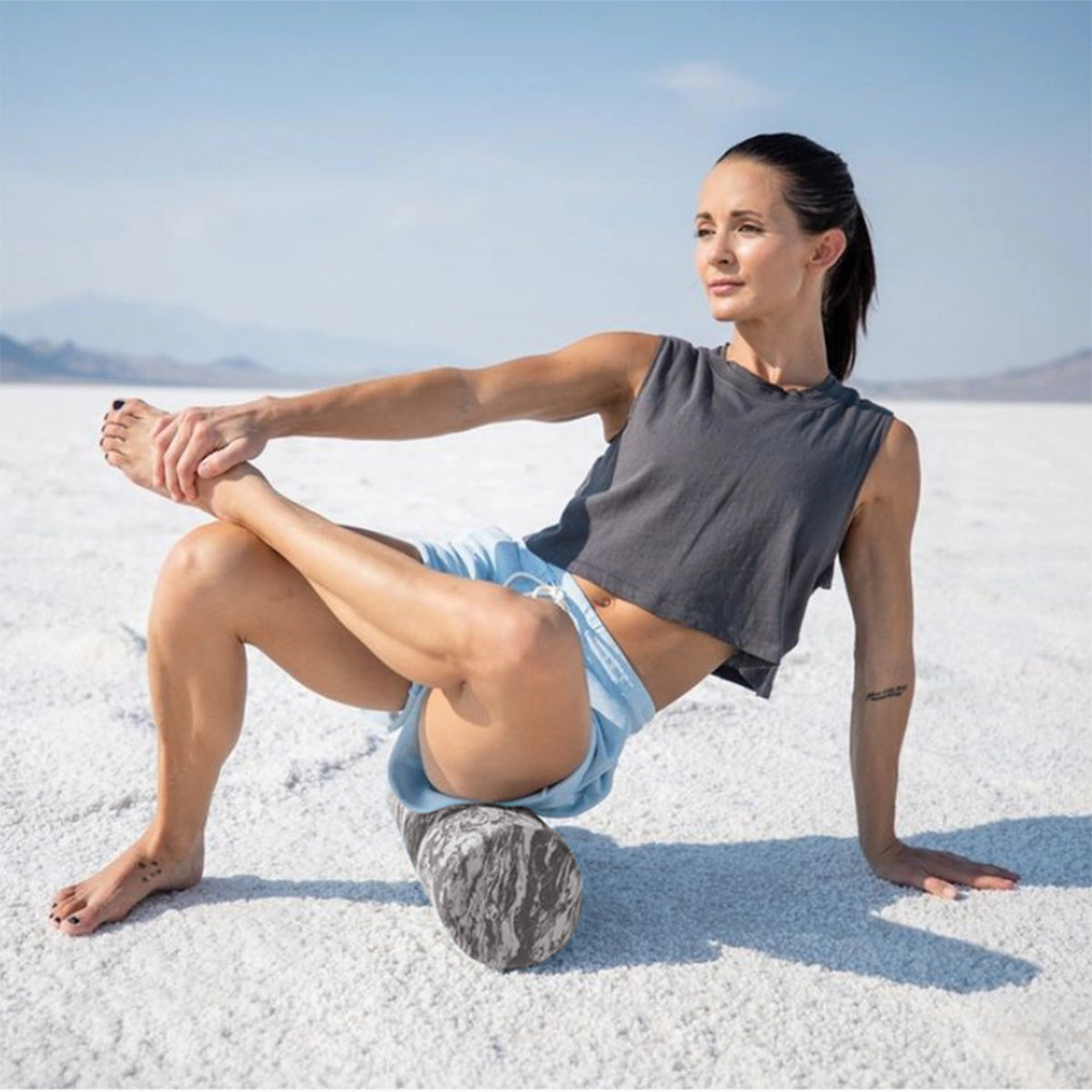 Hugger Mugger Yoga Foam Roller - High-Density EVA, Storm Marbled