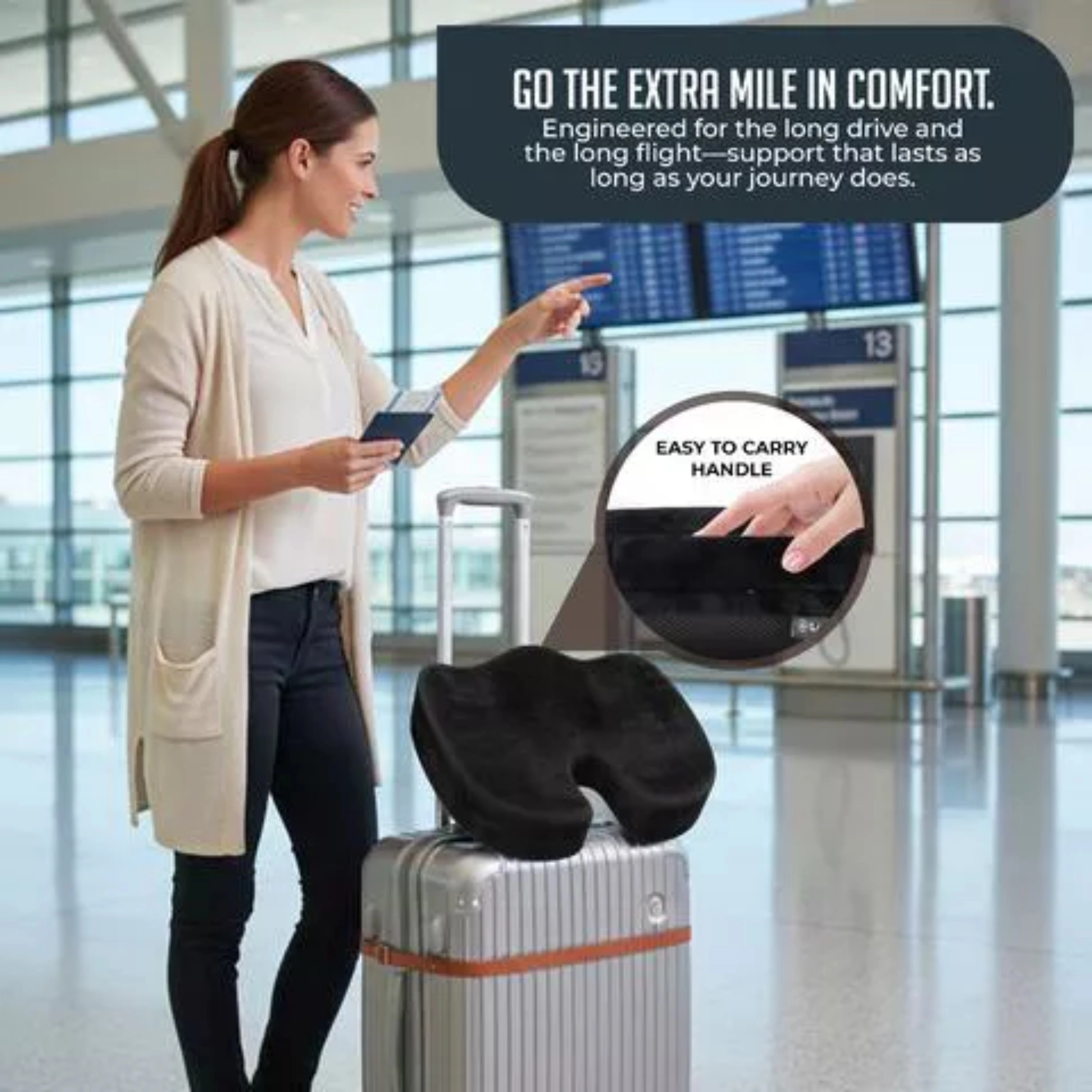 Luminuxe Gel Memory Foam Seat Cushion, Cooling Gel U Shaped Tailbone Coccyx Car Seat Cushion, Orthopedic Chair Cushions