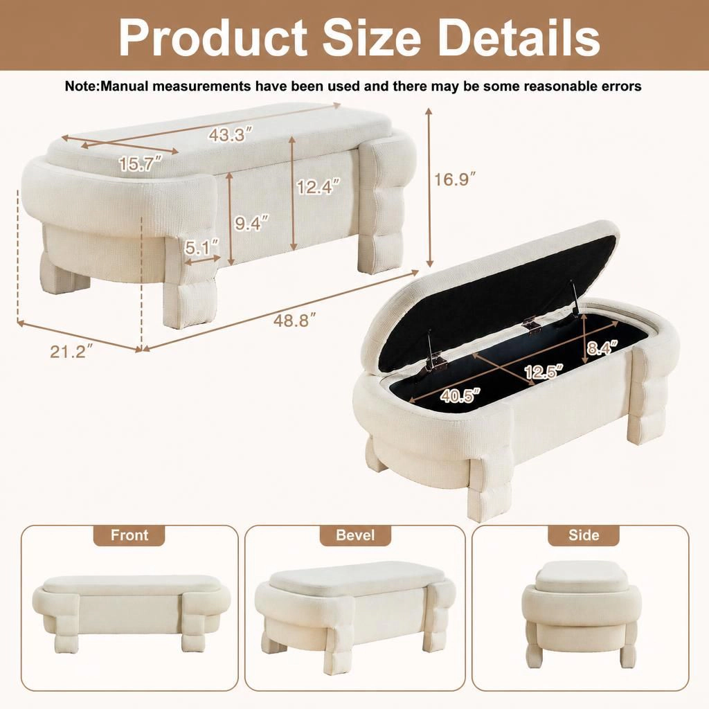 GOODSILO Upholstered Rectangular Low Profile Ottoman Footstool