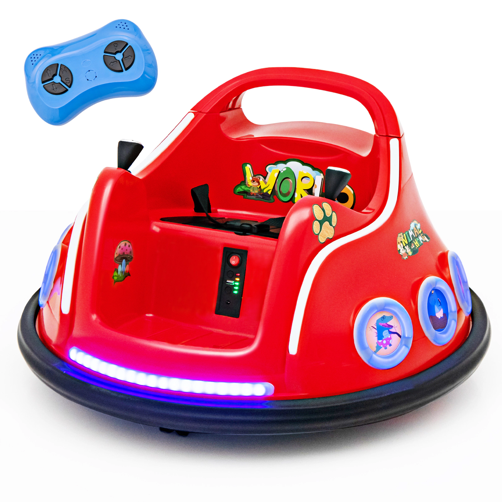 SUGIFT 12V Electric Ride On Car with Remote Control and Flashing LED Lights 66-lb/110-lb Capacity Ages 37-96 Months Red