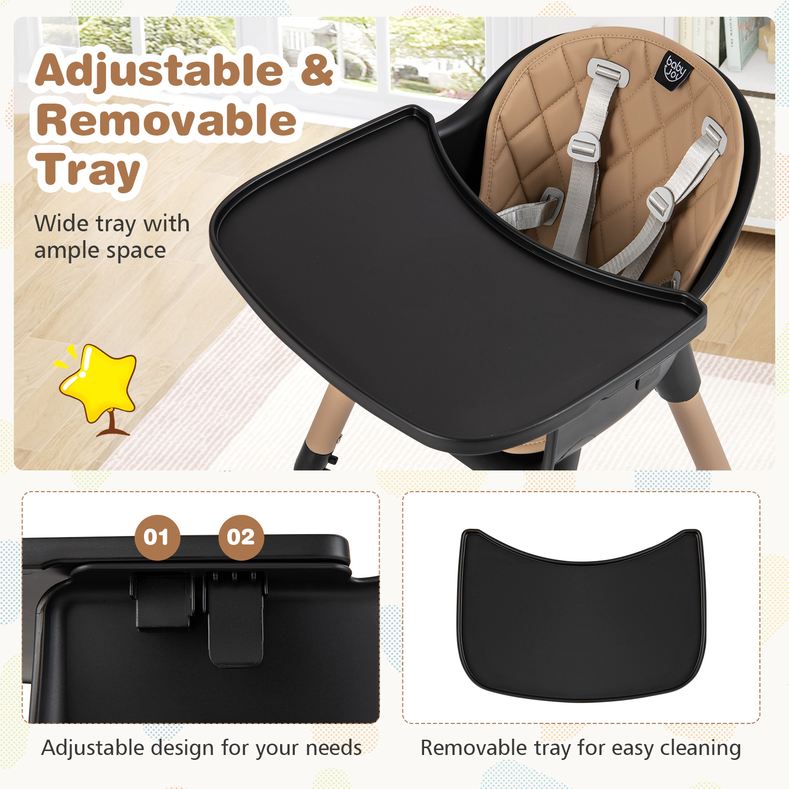 SUGIFT PU Cushion 4-in-1 Convertible Baby High Chair and Toddler Table Set