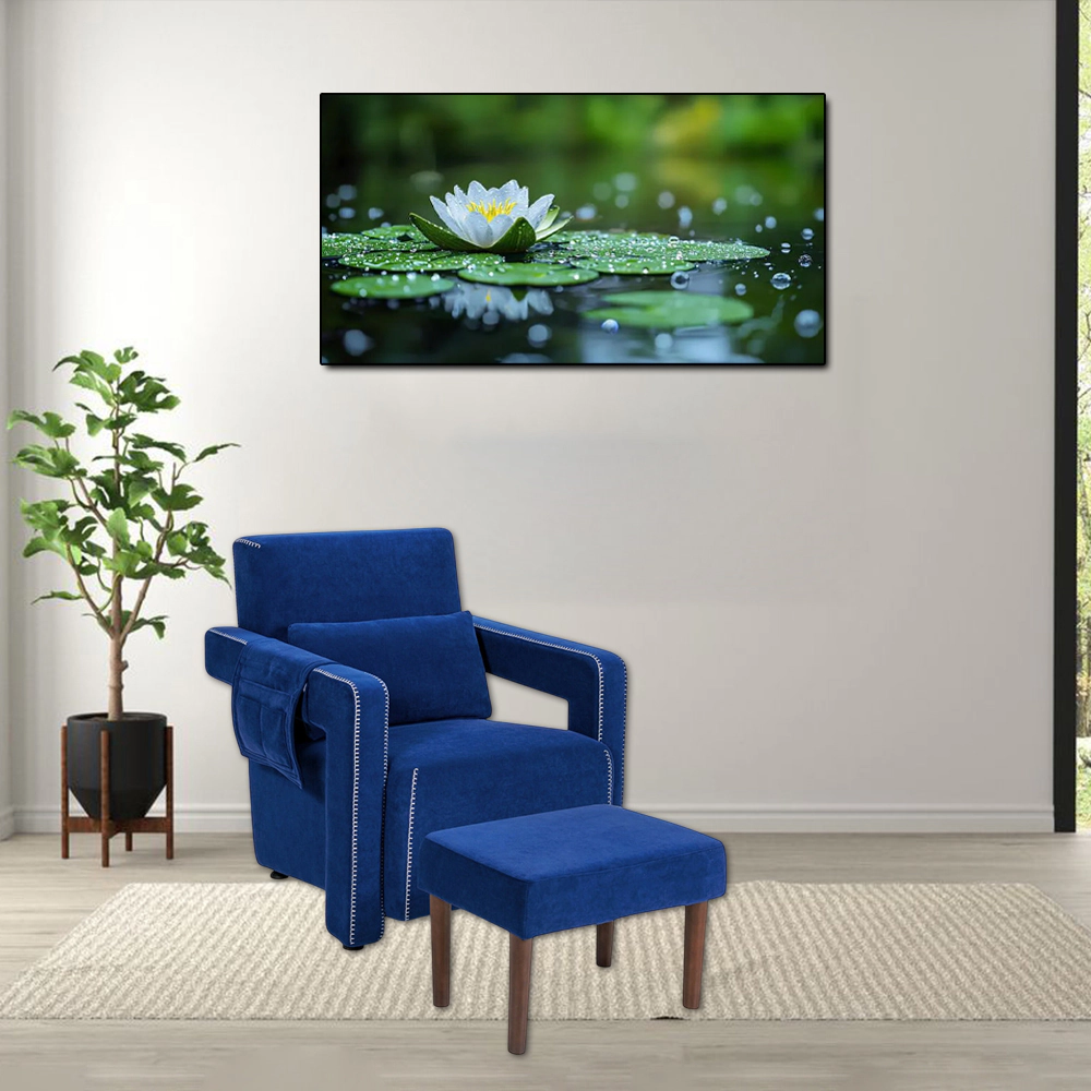 Hivvago Modern Living Room Armchair with Matching Ottoman and Waist Support Pillow