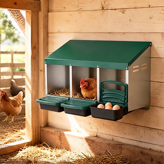 SUGIFT 3-Compartment Roll Away Chicken Nesting Box with 22-lb Trays and ...