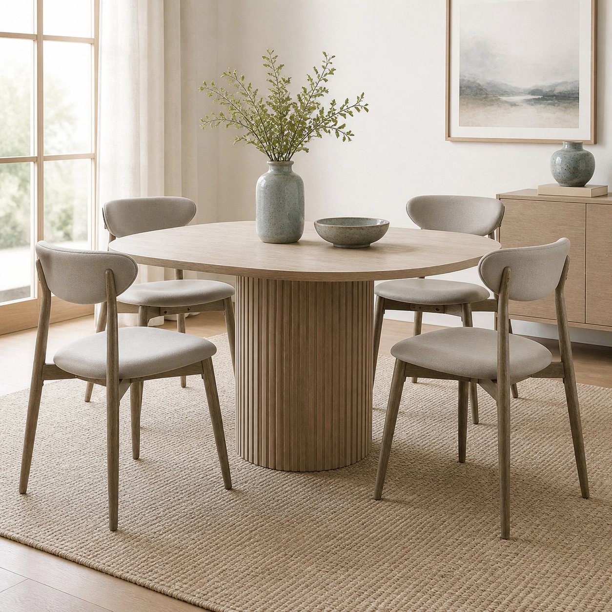 SUGIFT Set of 4 Gray Faux Leather Armless Dining Chairs with Curved Back