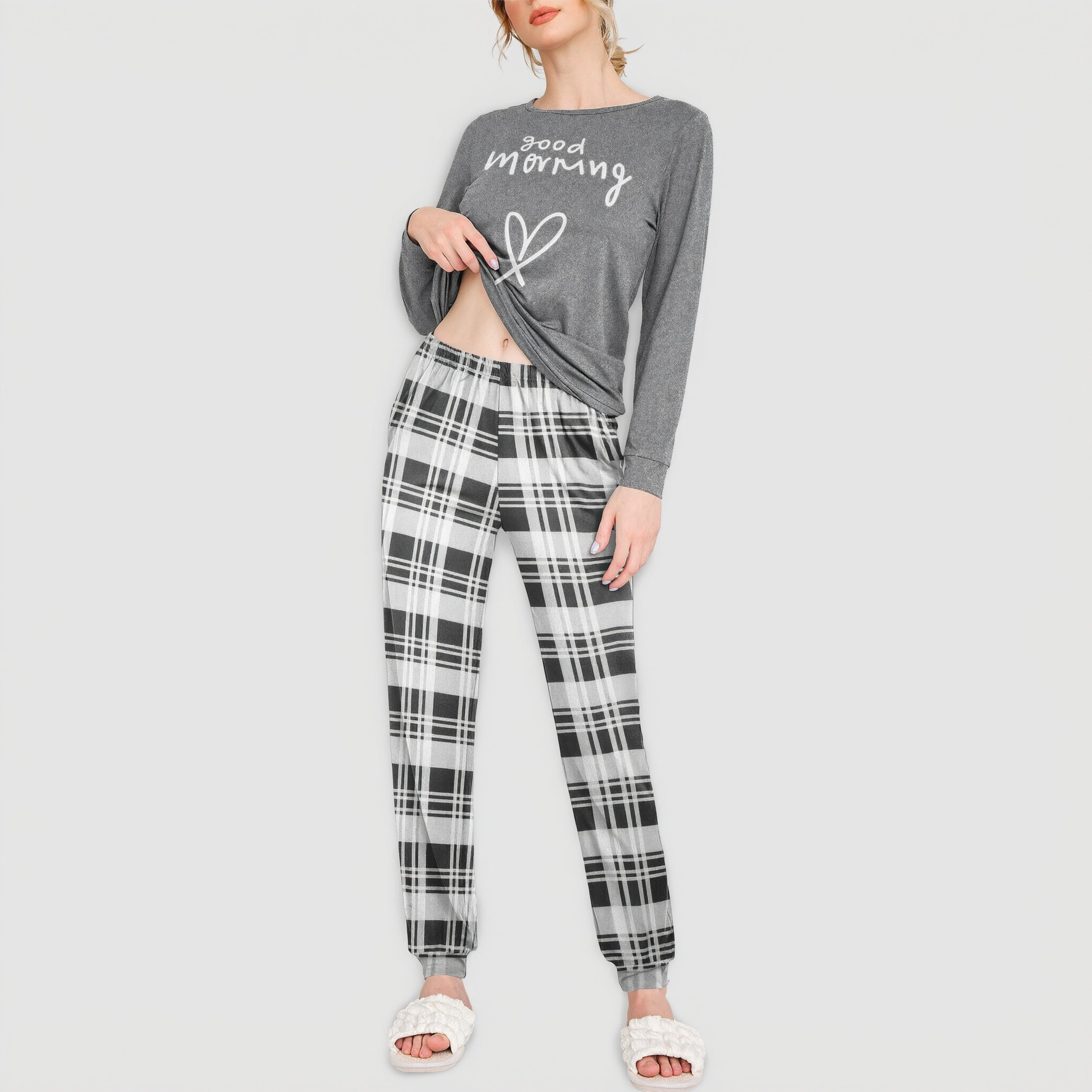 Ekouaer Womens Pajama Sets Long Sleeve Print Sleepwear Pajamas Pullover Tops Joggers Pants