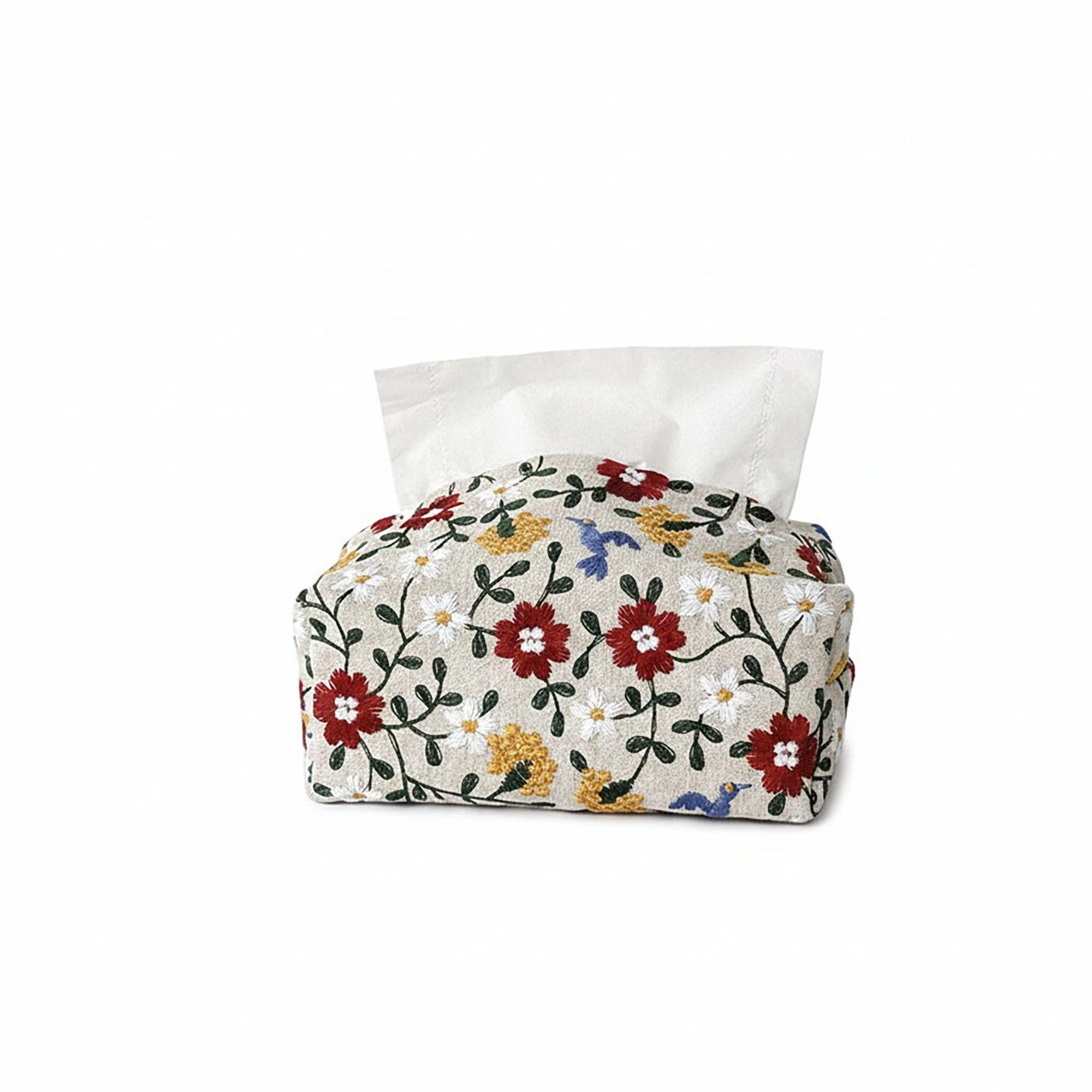 Alilang Unisex Embroidered Fabric Tissue Holder with Patchwork Pattern Design