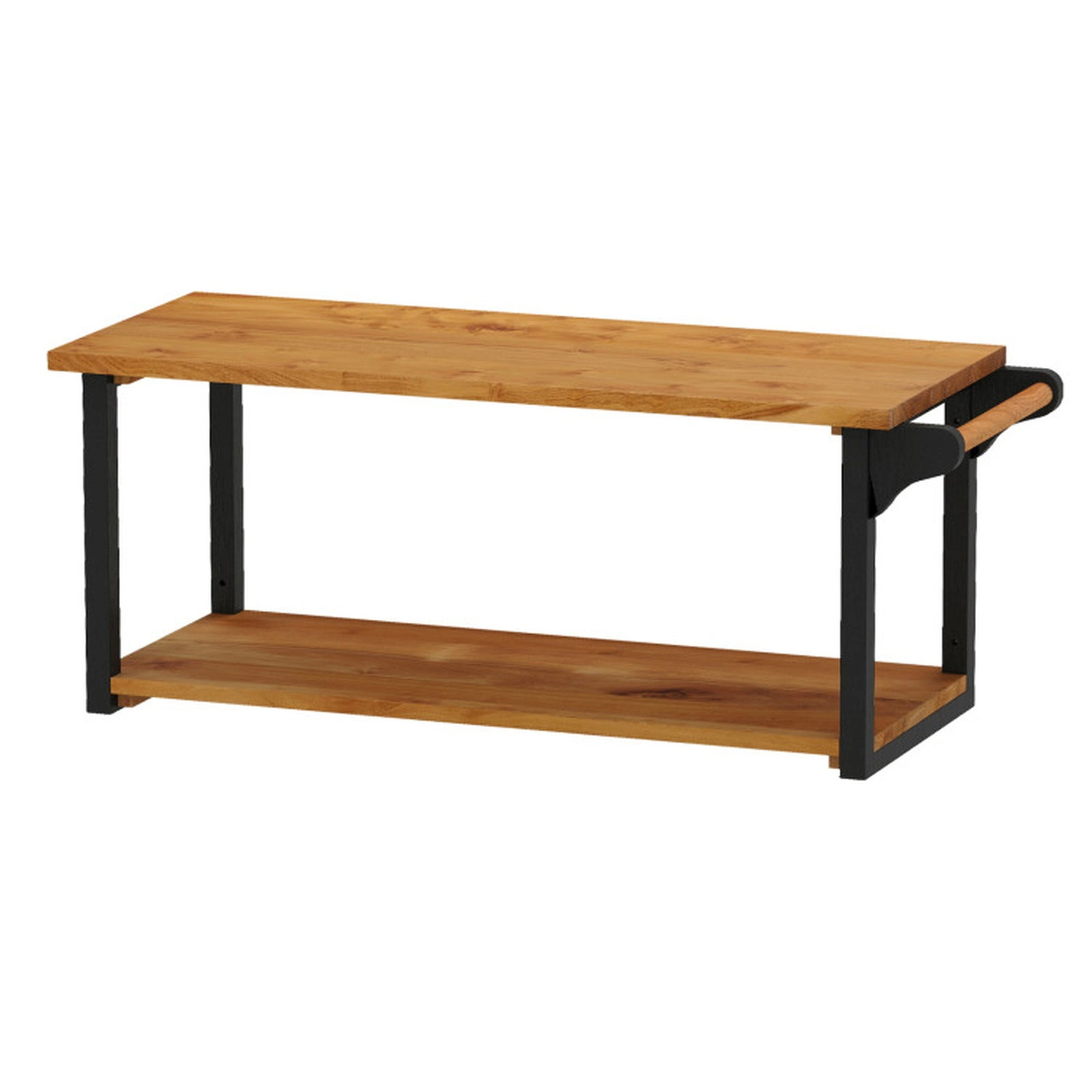 SUGIFT 2-Tier Teak Wood Wall Mounted Floating Shelf Rack Towel Bar 40.5-in x 15.5-in x 16-in 176-lb Capacity Natural