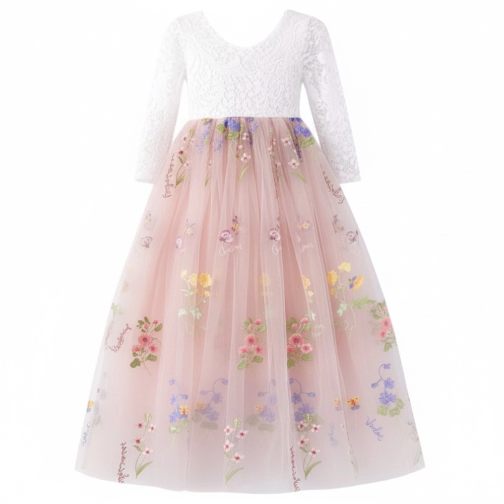 Laurenza's Toddler Girls Tulle Flower Girl Dress with Embroidery