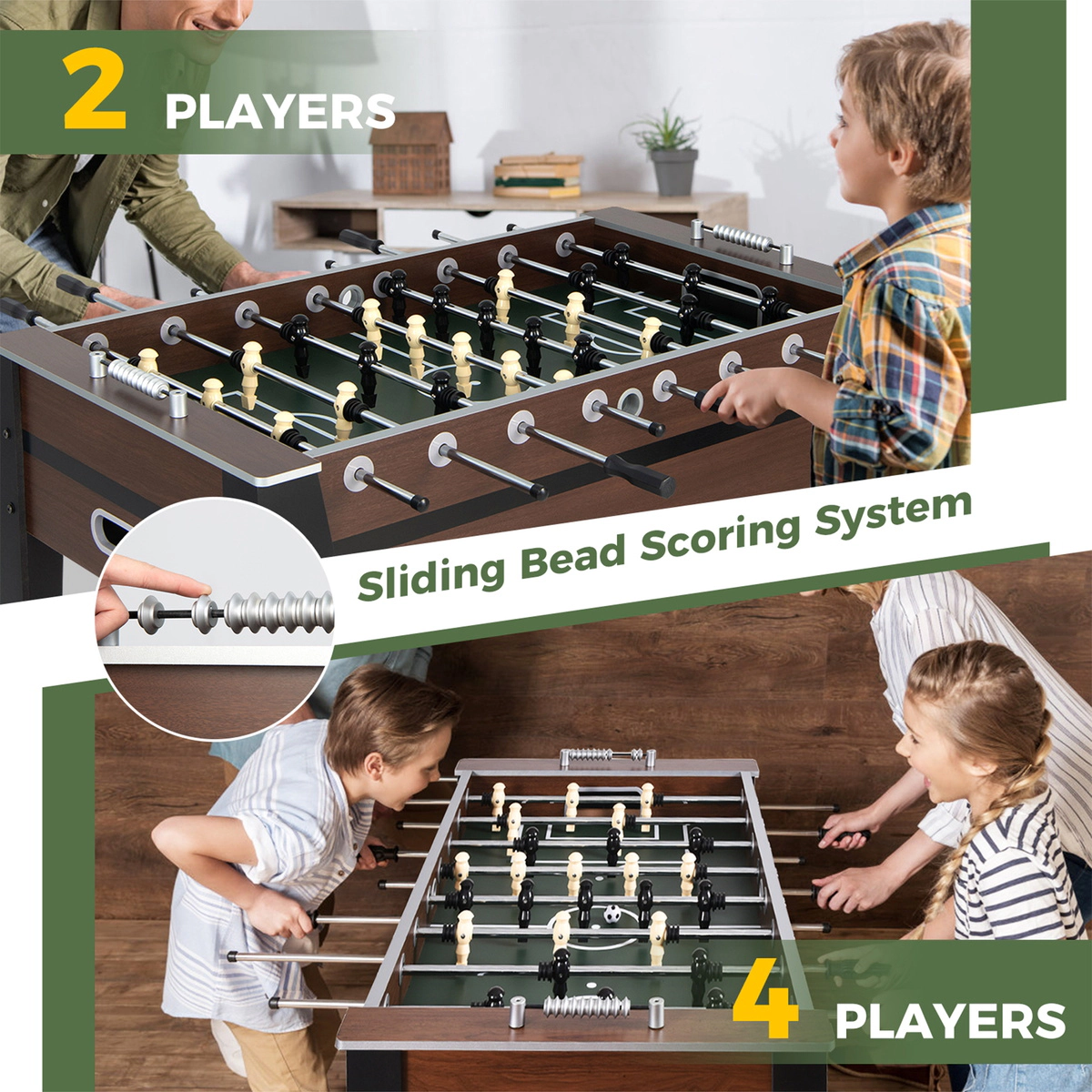 SUGIFT 54-in Competition Size Foosball Soccer Game Table with 8 Steel Rods 26 Players and 2 Footballs