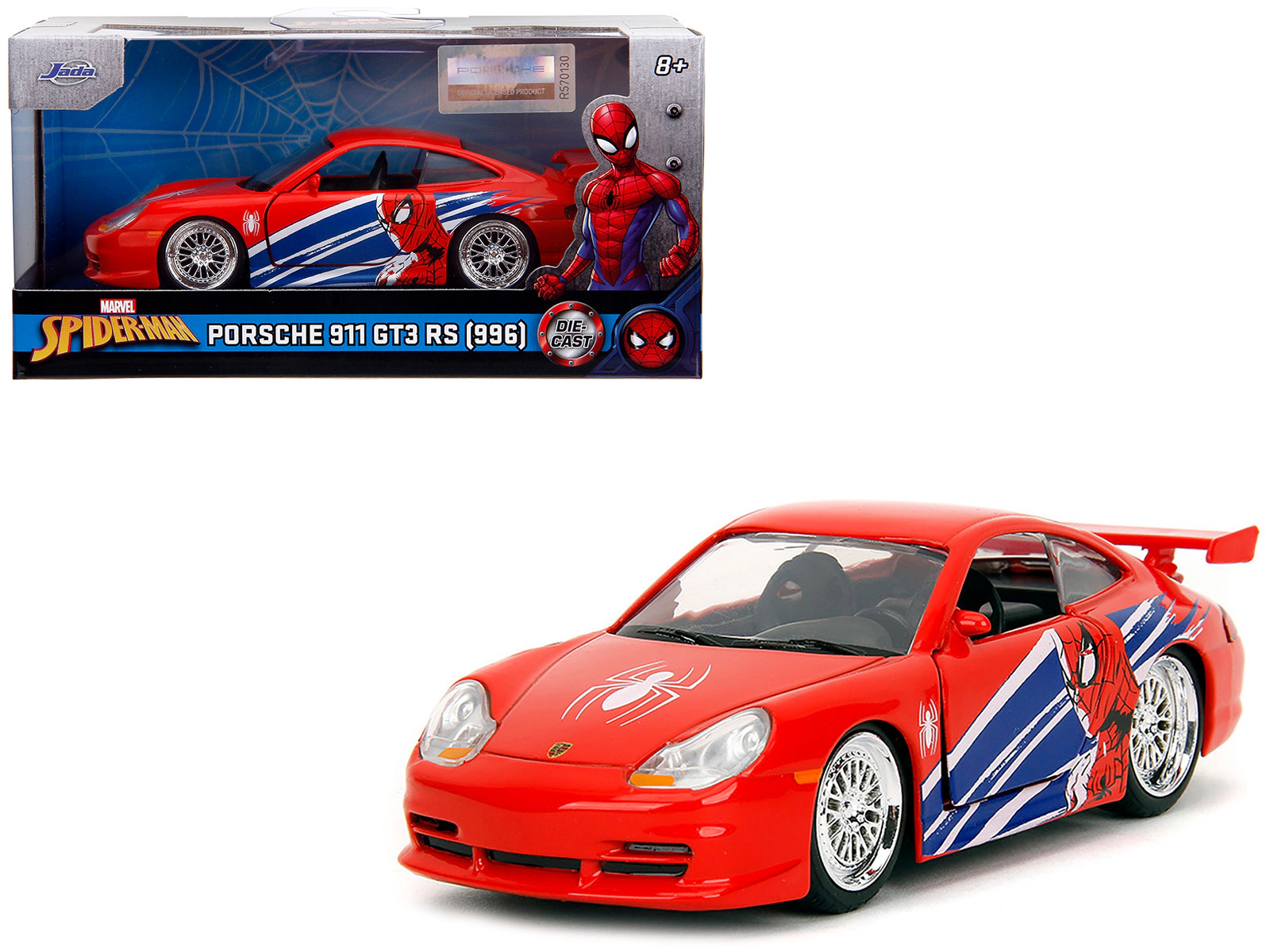 Jada Porsche 911 GT3 RS (996) Red with Graphics "Marvel's Spider-Man" 1/32 Diecast Model Car by Jada