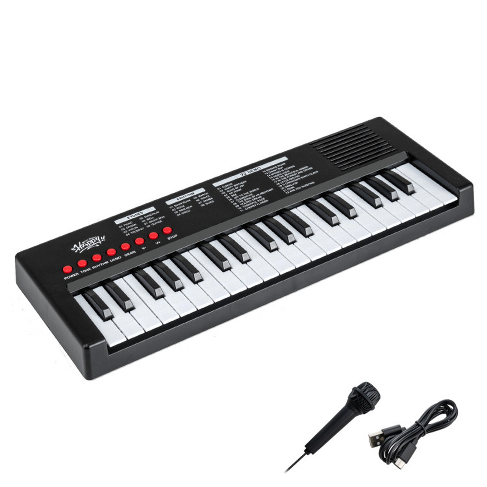 SUGIFT Kids Black 37-Key Electric Keyboard Piano with Microphone and 8 Rhythms 16-in W 6-in D 1.5-in H Ages 3+