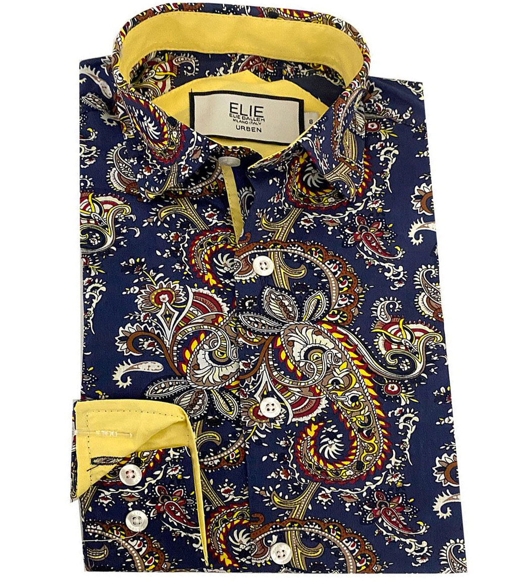 Elie Balleh Boys Slim Fit Paisley Shirt