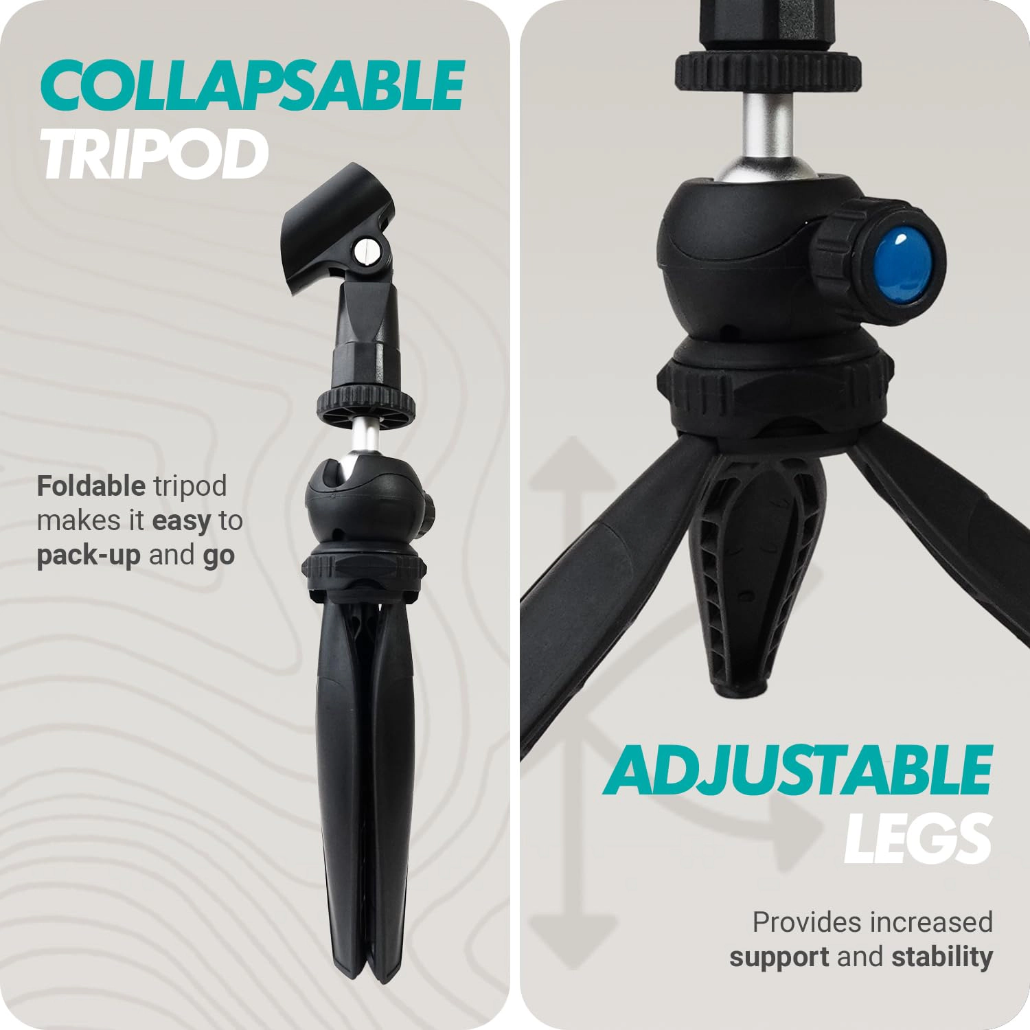 Movo HMT-2 Tabletop Tripod Microphone Stand for Movo WMX-HM and Rode Interview Go Handheld Wireless Mic Adapters