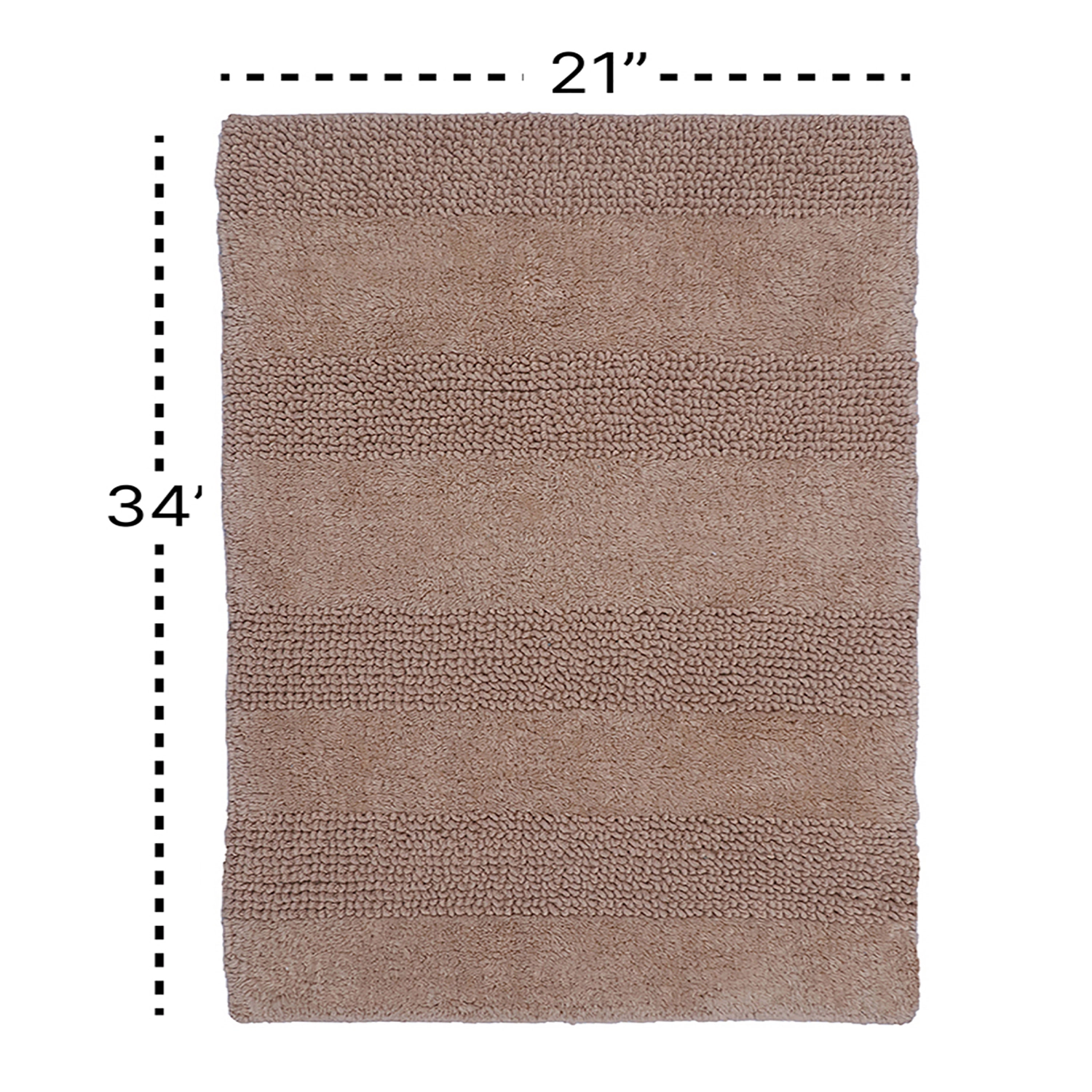 Knightsbridge Stylish And Comfortable All Season Traditional Wide Cut Design Cotton Bath Rug 21" X 34" Natural