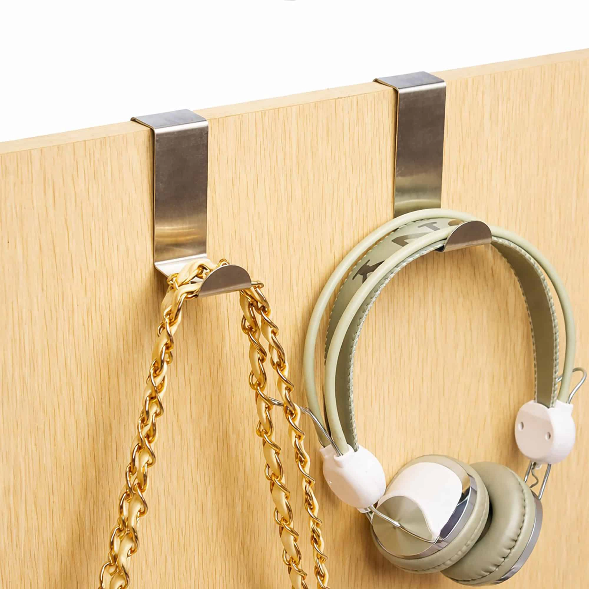 Evideco 2-Pack Stainless Steel Over-the-Door Hooks, Fingerprint & Rust Resistant