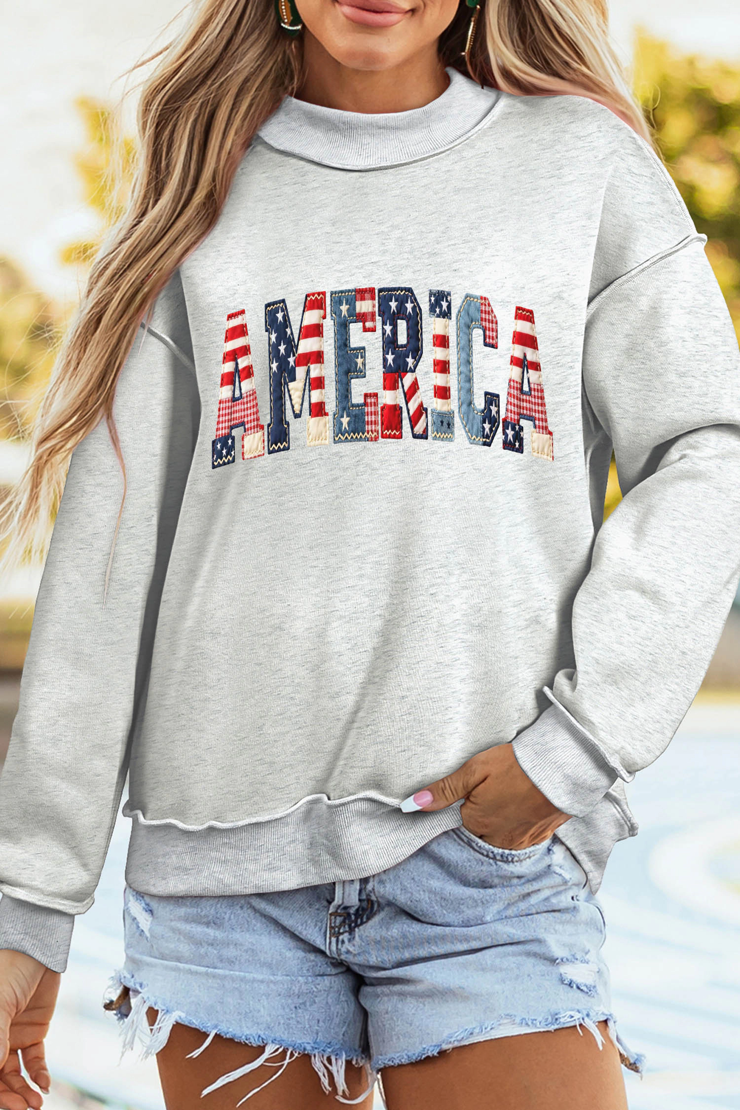 Threaded Pear Oakleigh Print Reversible Mock Sweatshirt