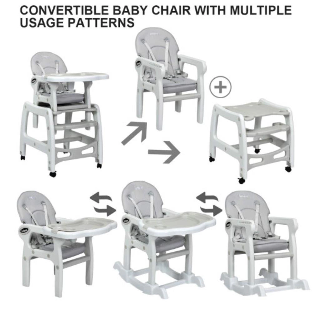 Hivvago 3-in-1 Baby High Chair with Lockable Universal Wheels