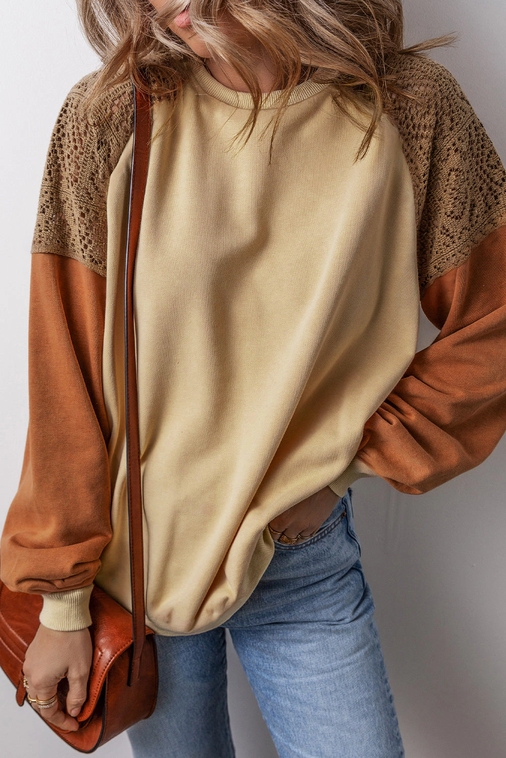 Threaded Pear Women's Scarlett Colorblock Drop Shoulder Sweatshirt