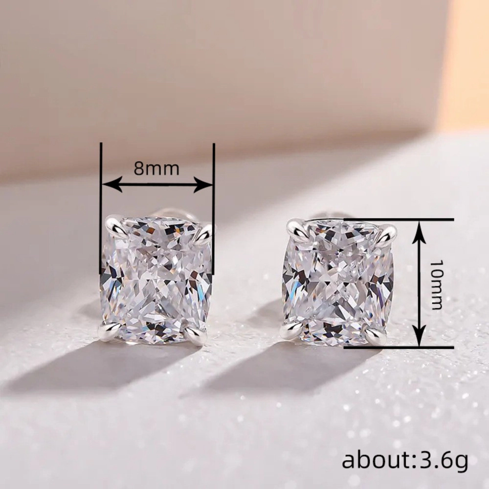 Super Shiny Exquisite Square Geometric Cubic Zirconia Earrings