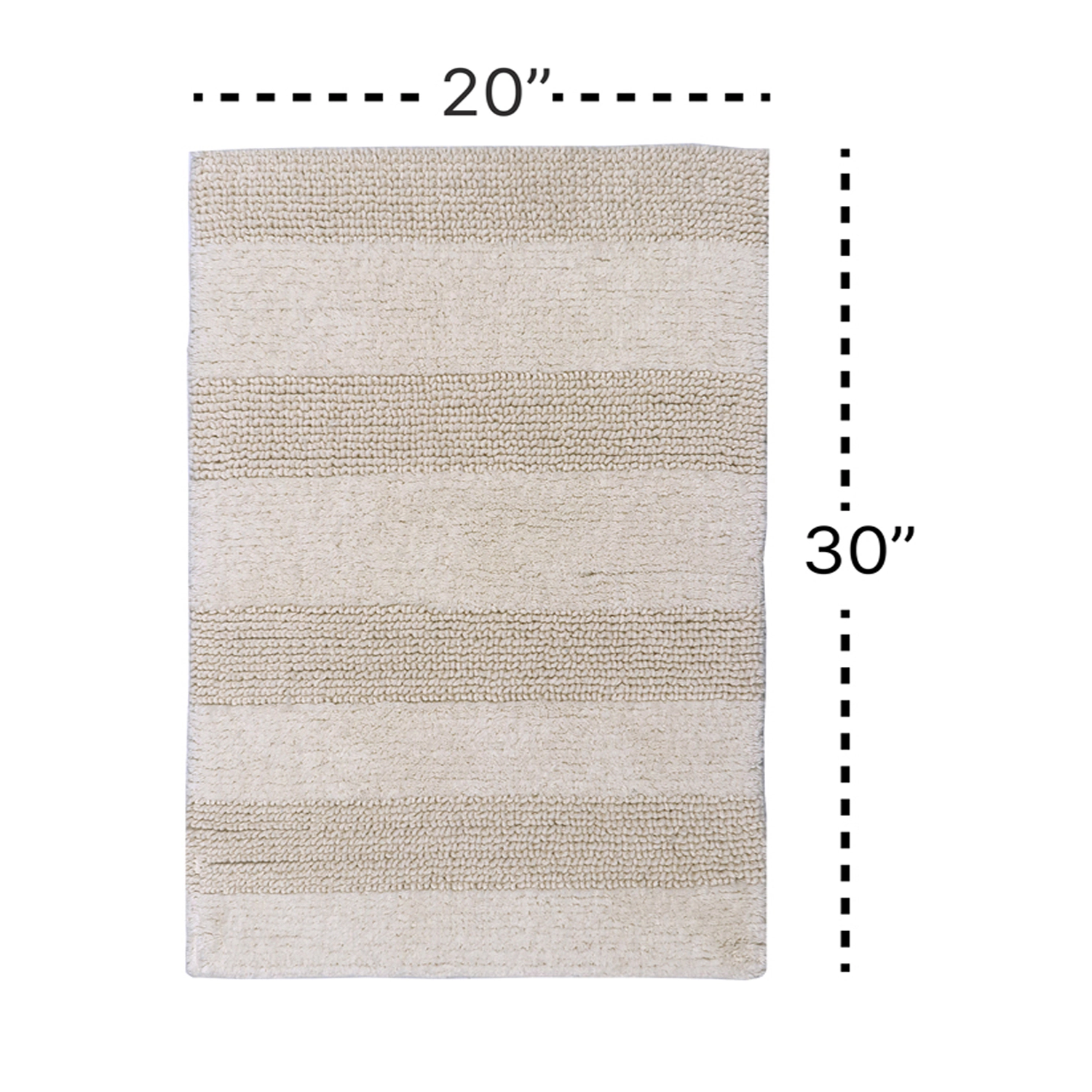 Knightsbridge Stylish And Comfortable All Season Traditional Wide Cut Design Cotton Bath Rug Set 20" X 30" Ivory