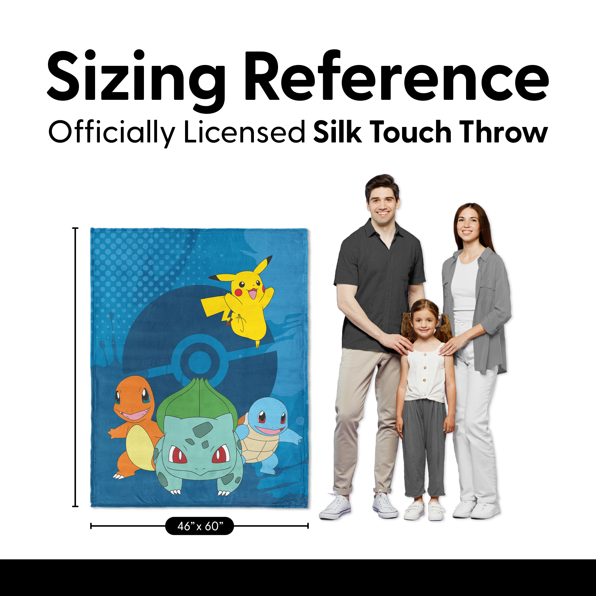 Sweet Home Collection Kids Pokémon Starters Micro Raschel Throw Blanket 46"x60"