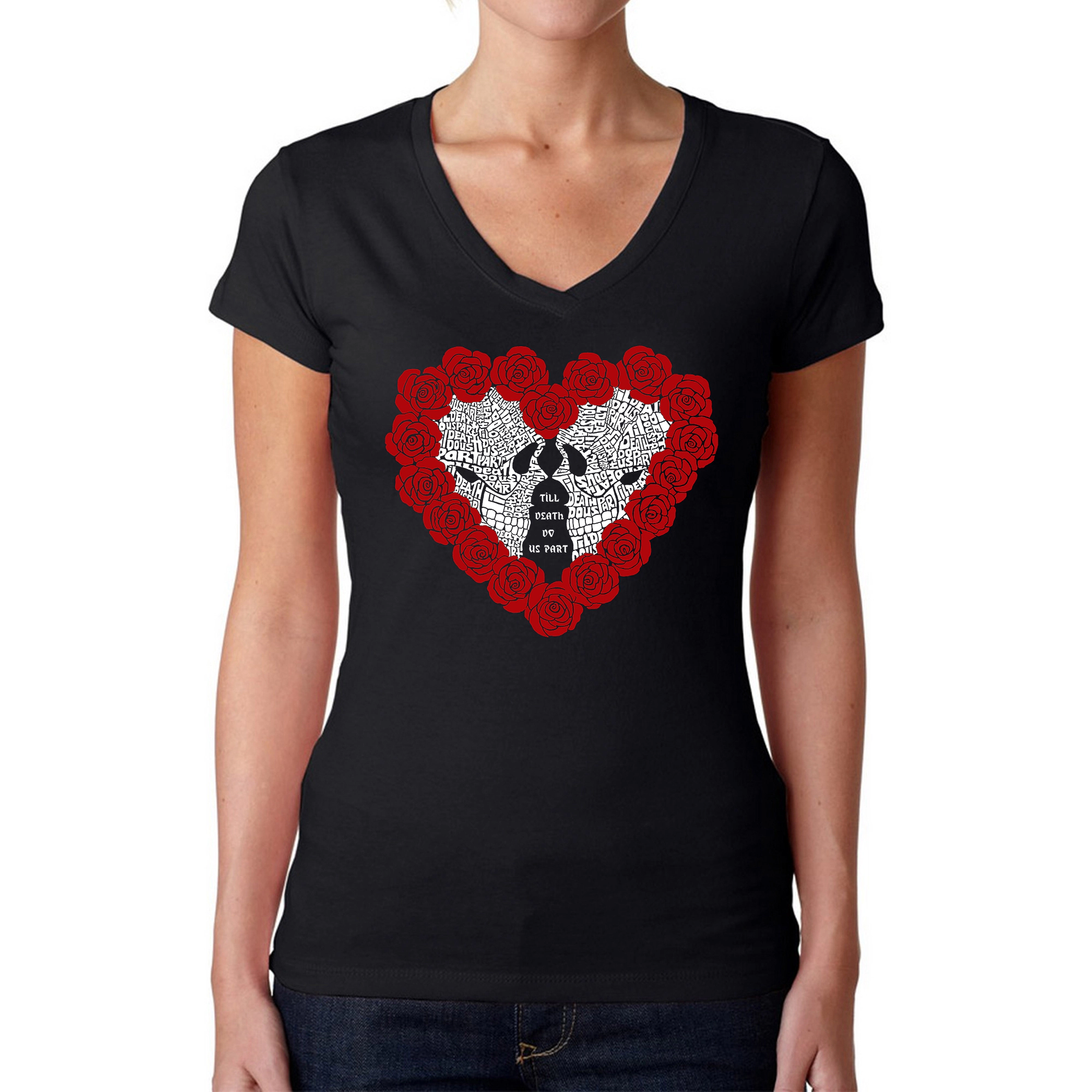 LA Pop Art Womens Word V-Neck T-Shirt - Til Death Do Us Part