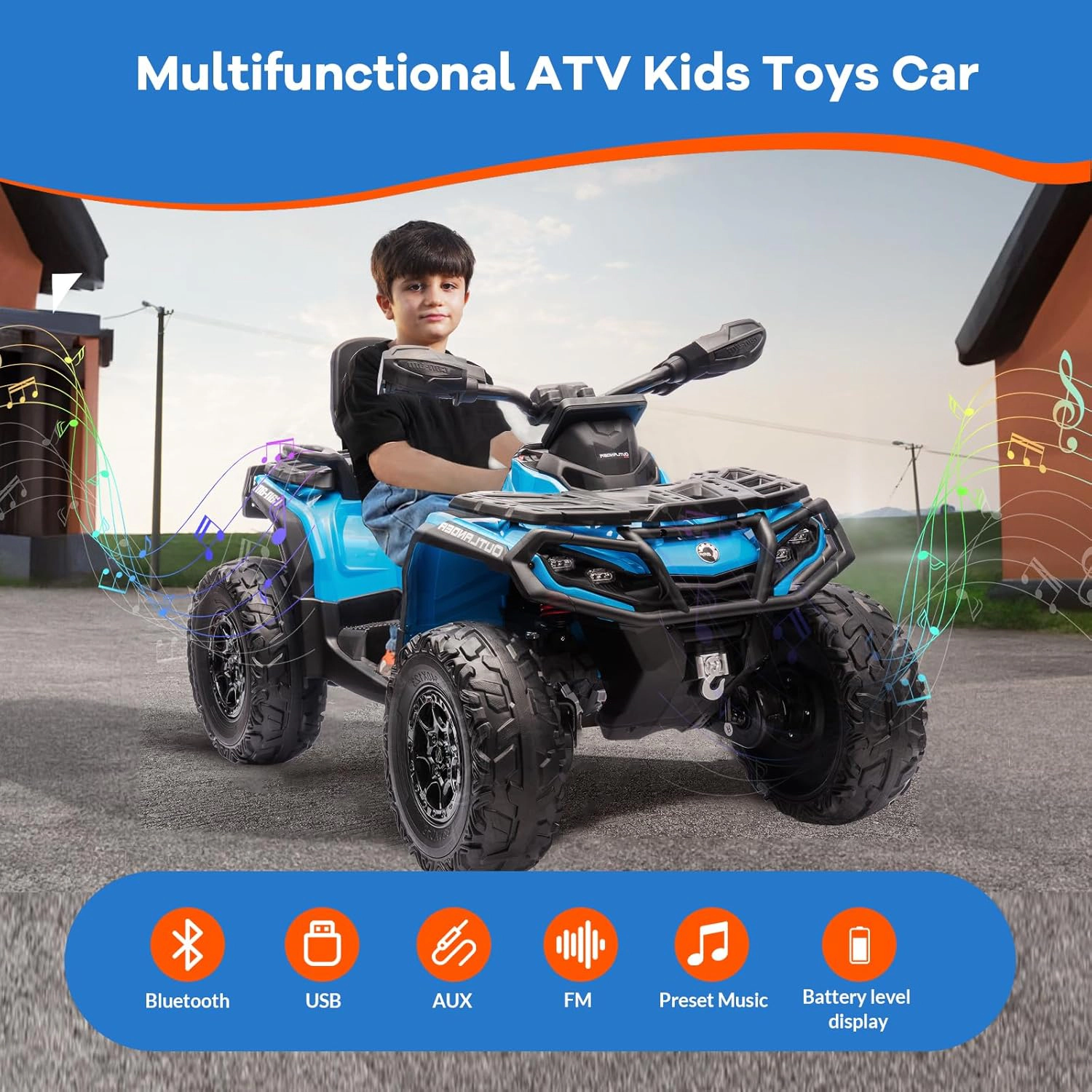 12V Licensed Can-Am Kids Electric ATV, 2-Seater Ride-On Car, 2×200W Motors, LED Lights, Music & Suspension
