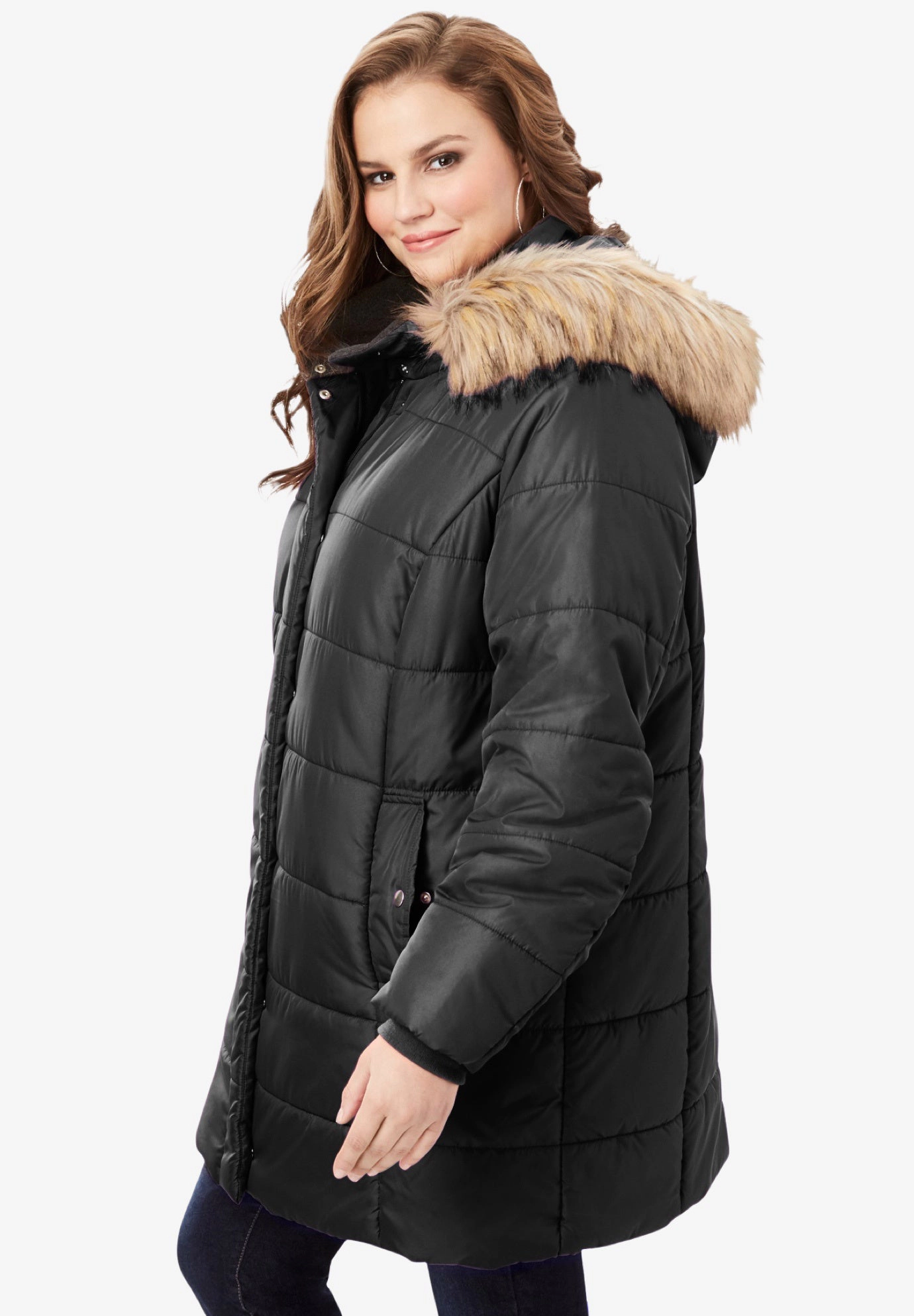 Roaman's Women's Plus Size Classic Length Puffer Coat