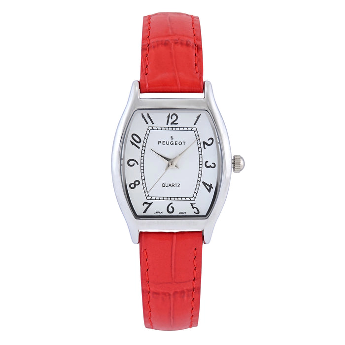 Peugeot Women's 26 x 32mm Cushion Shape Watch with Red Leather Band