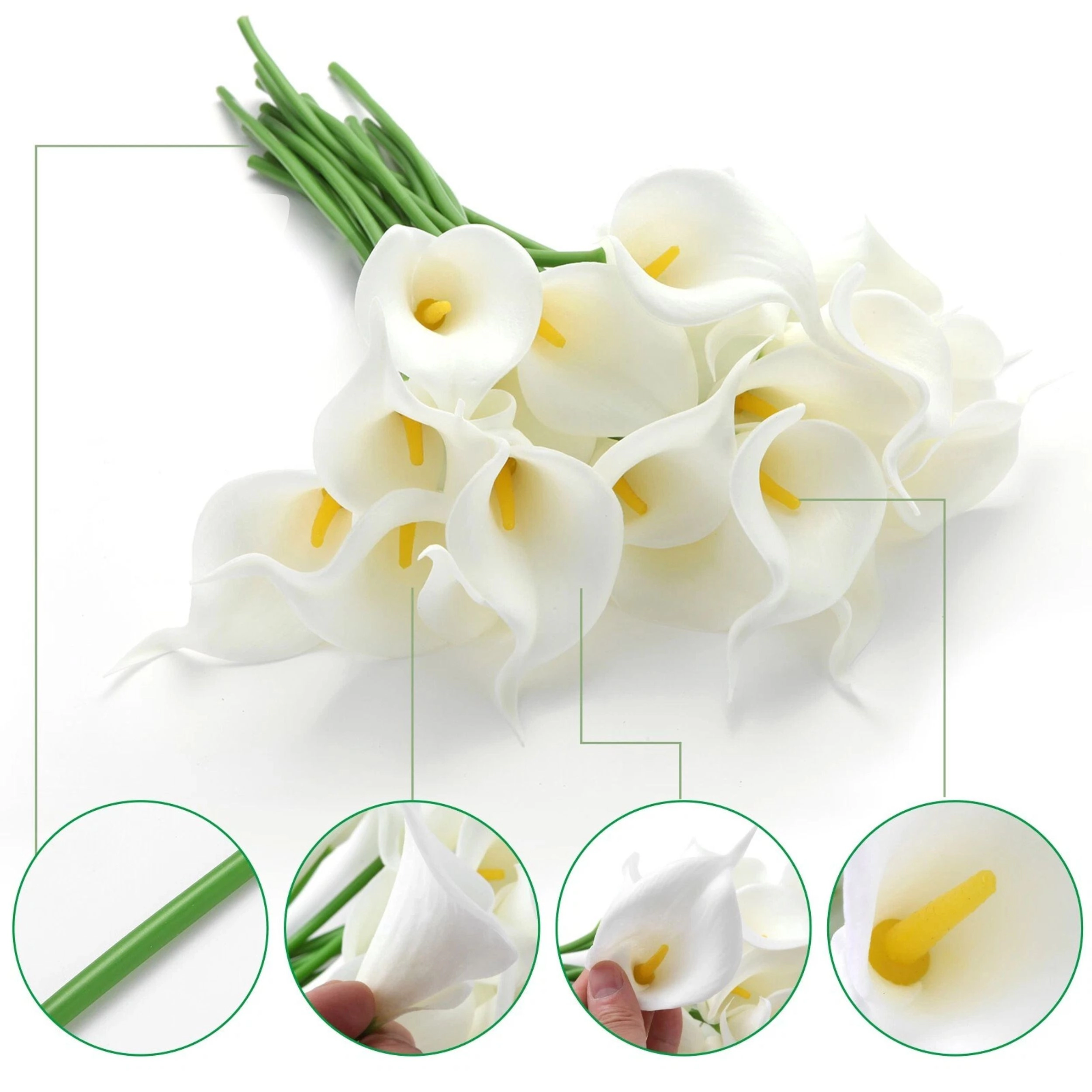 Home Collection Pack of 10 13.4-Inch Real Touch Artificial Calla Lily Flowers