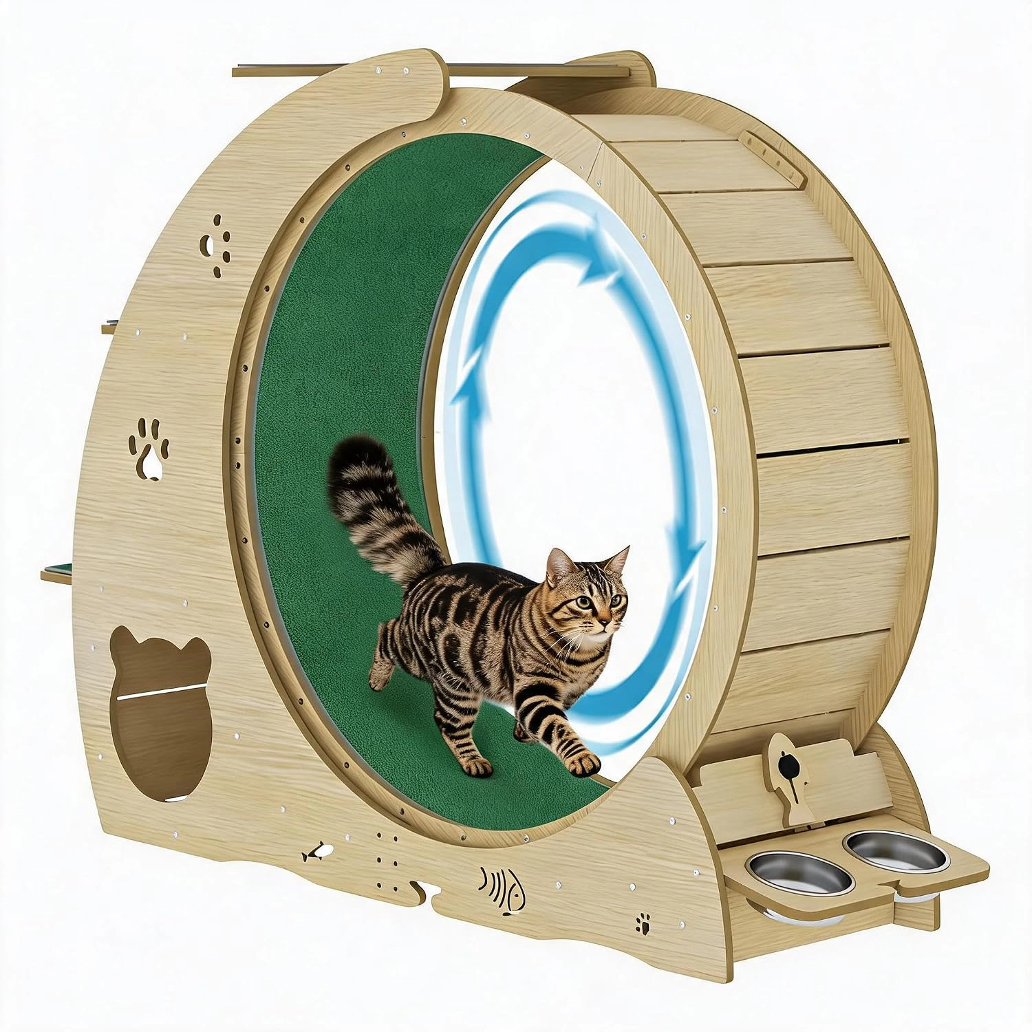 85cm Inner-Diameter Multi-Function Cat Exercise Wheel, Density-Board Cat Running Treadmill