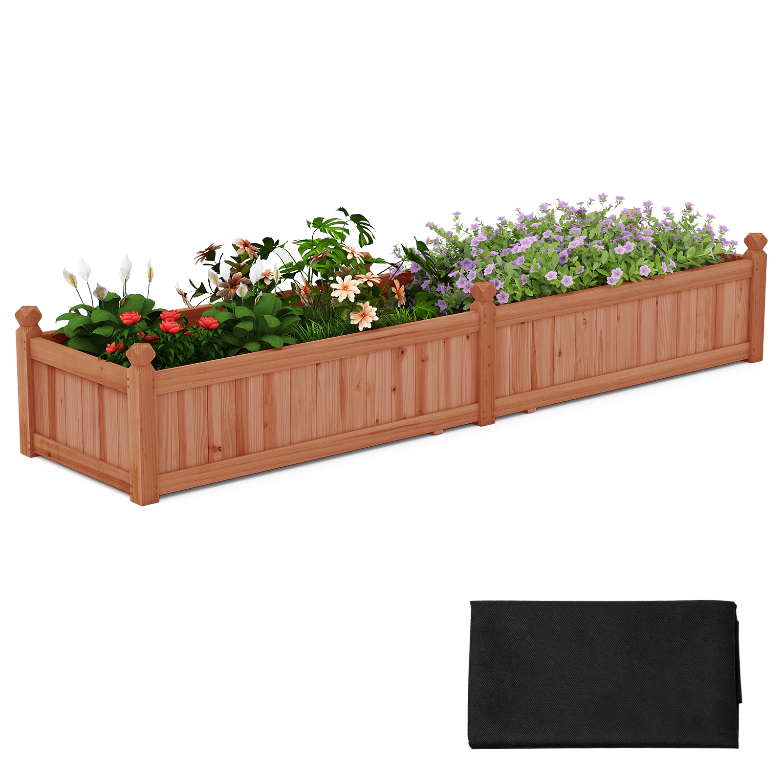 Hivvago Divisible Planter Box with Corner Drainage and Non-woven Liner for Growing Vegetables