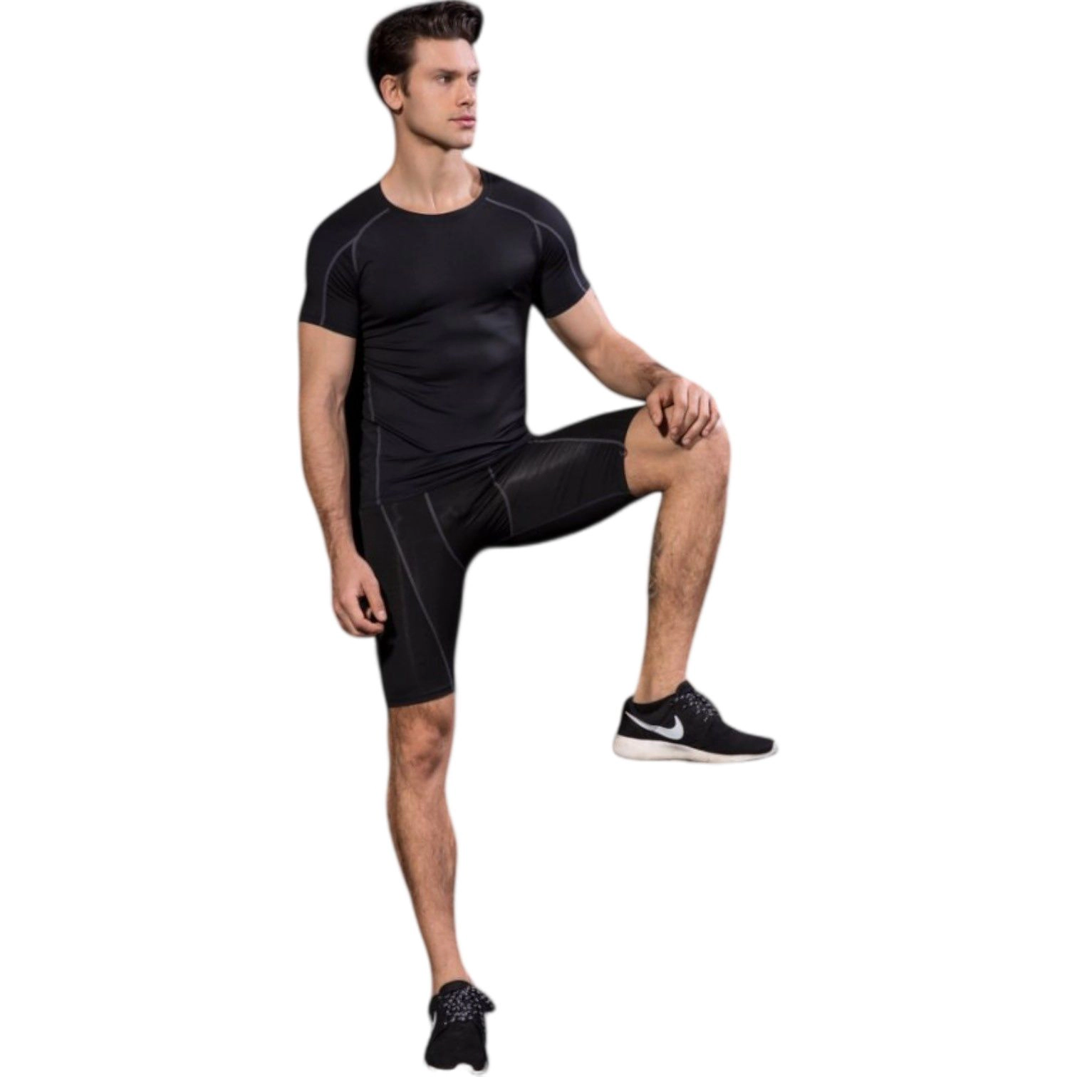 Anna-Kaci Men's Compression Short Sleeve Athletic T-Shirt with Moisture-Wicking Stretch Fabric for Training and Workouts